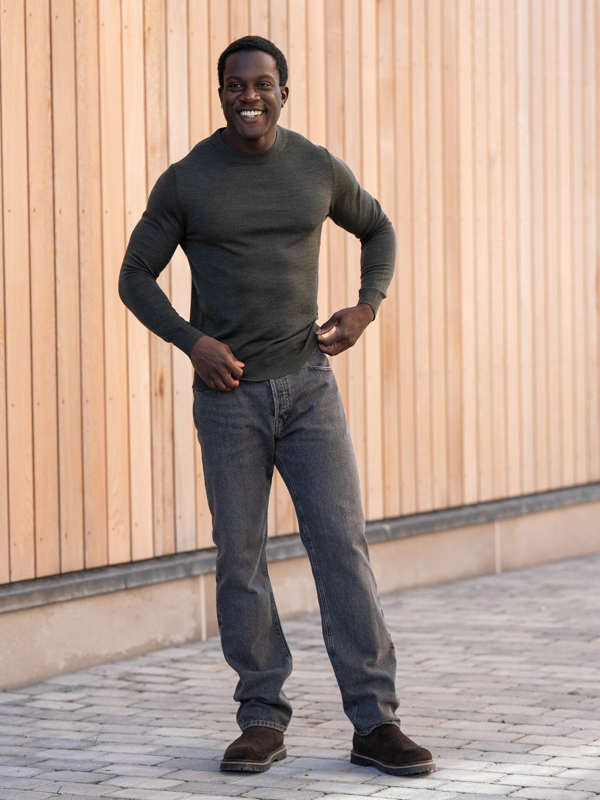 Jack and Jones Merino Knit Crew Neck Peat Melange