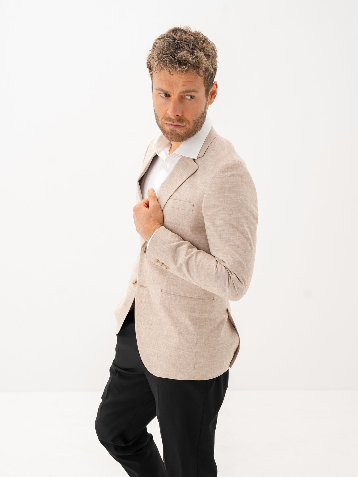 Jack and Jones Riviera Linen Blazer Slim Fit Beige