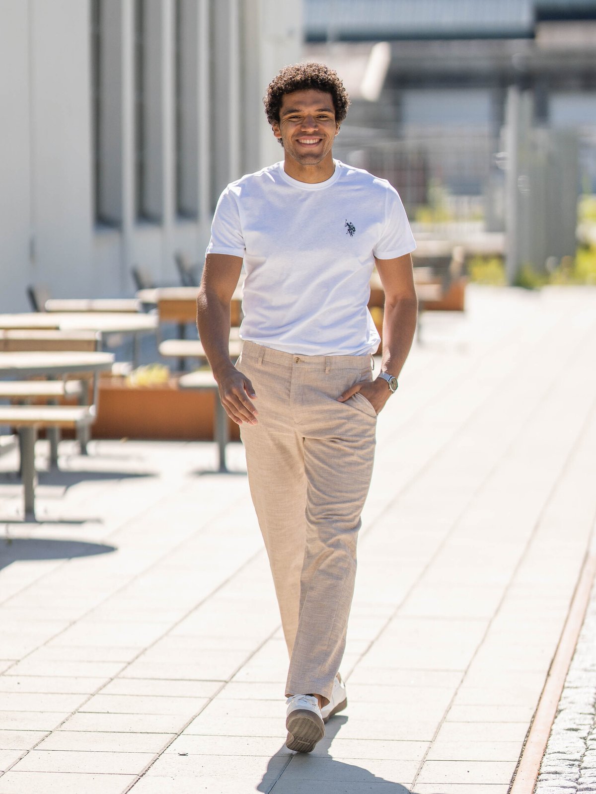 Jack and Jones Riviera Linen Trousers Slim Fit Beige