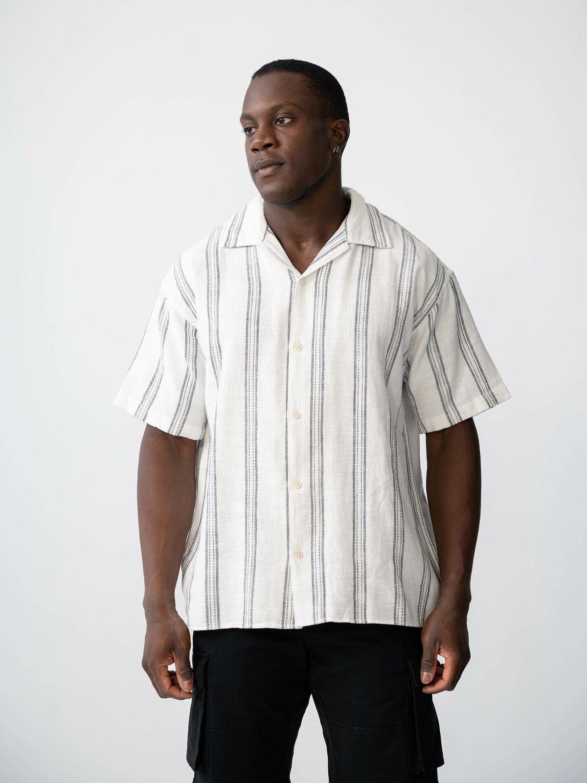Jack and Jones Cabana Stripe Shirt SS Cloud Dancer