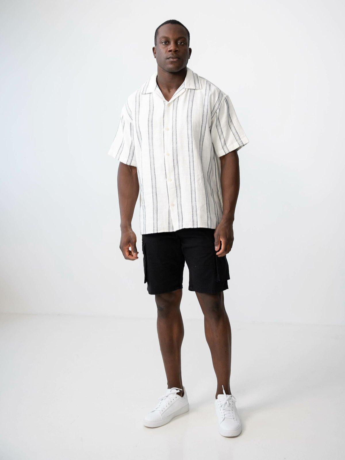 Jack and Jones Cabana Stripe Shirt SS Cloud Dancer