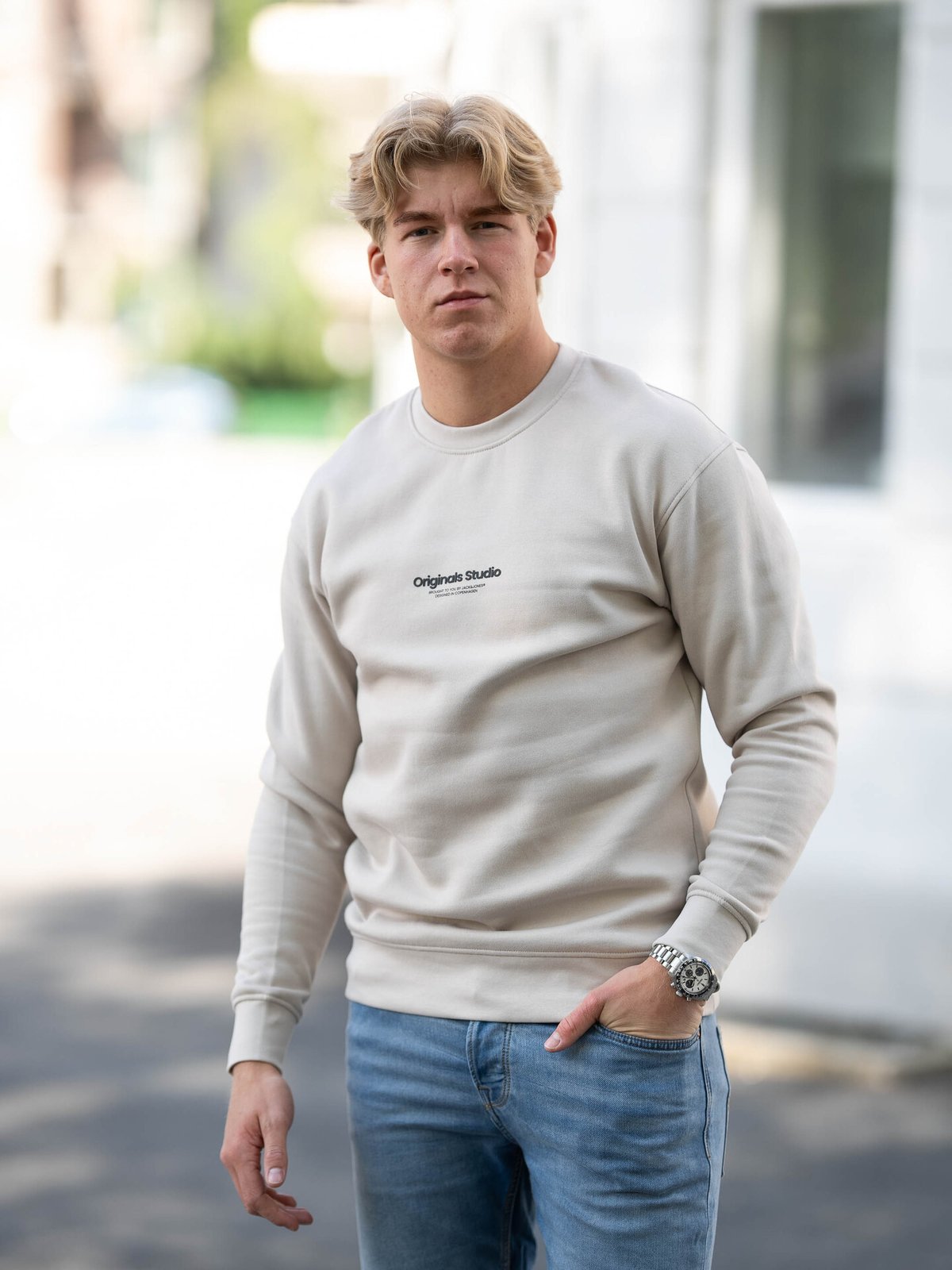 Jack and Jones Vesterbro Sweat Crew Neck Moonbeam