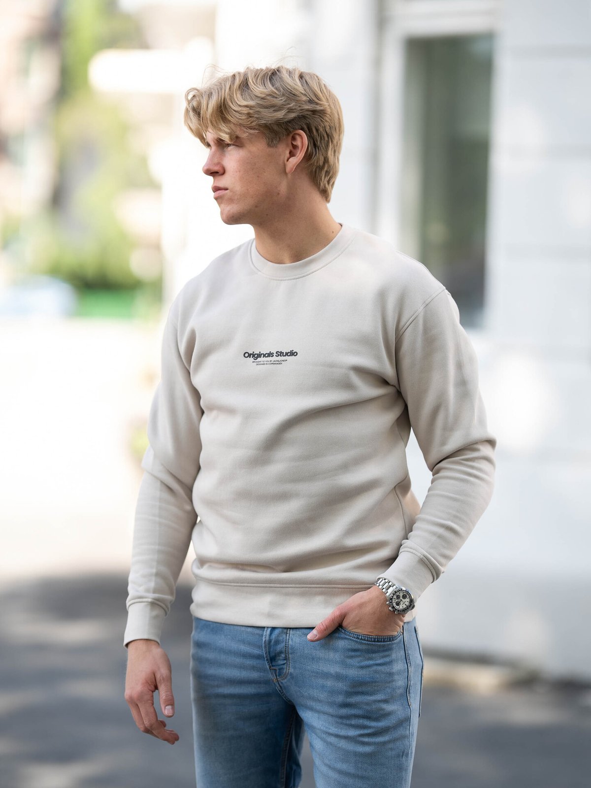 Jack and Jones Vesterbro Sweat Crew Neck Moonbeam