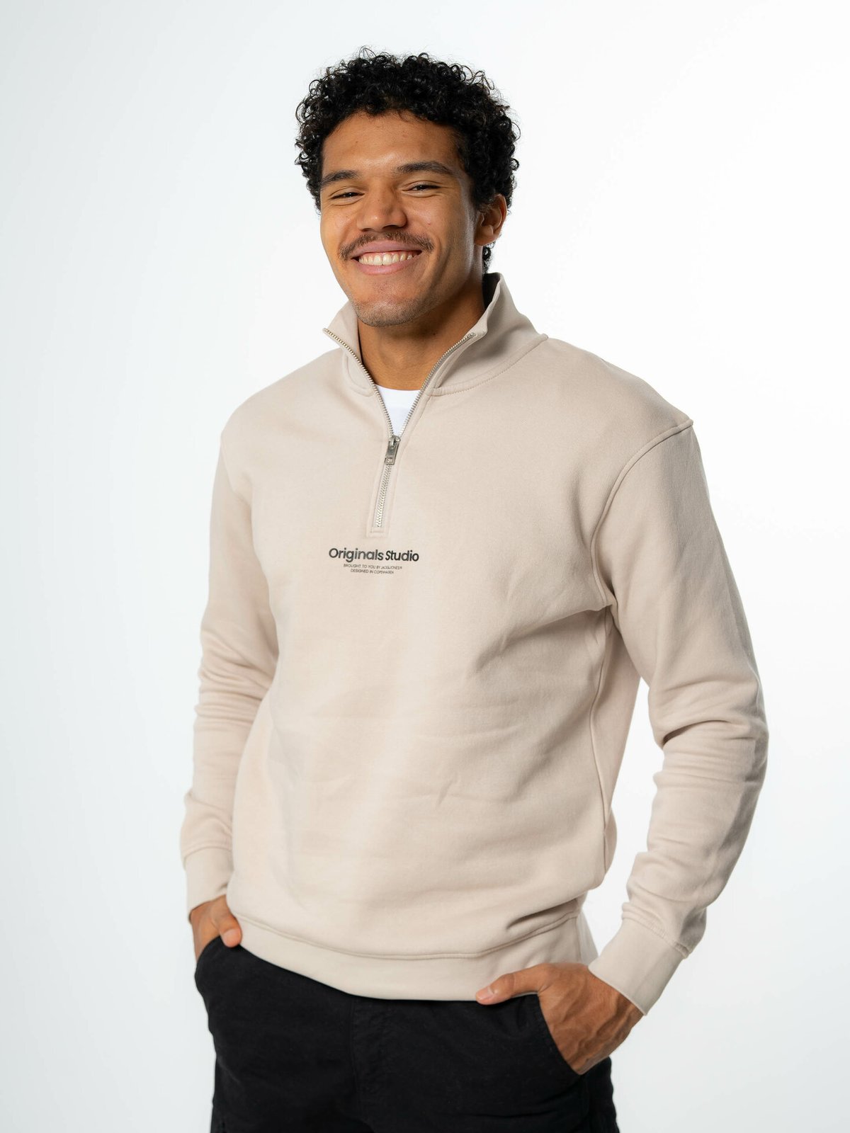 Jack and Jones Vesterbro Sweat Quarter Zip Moonbeam