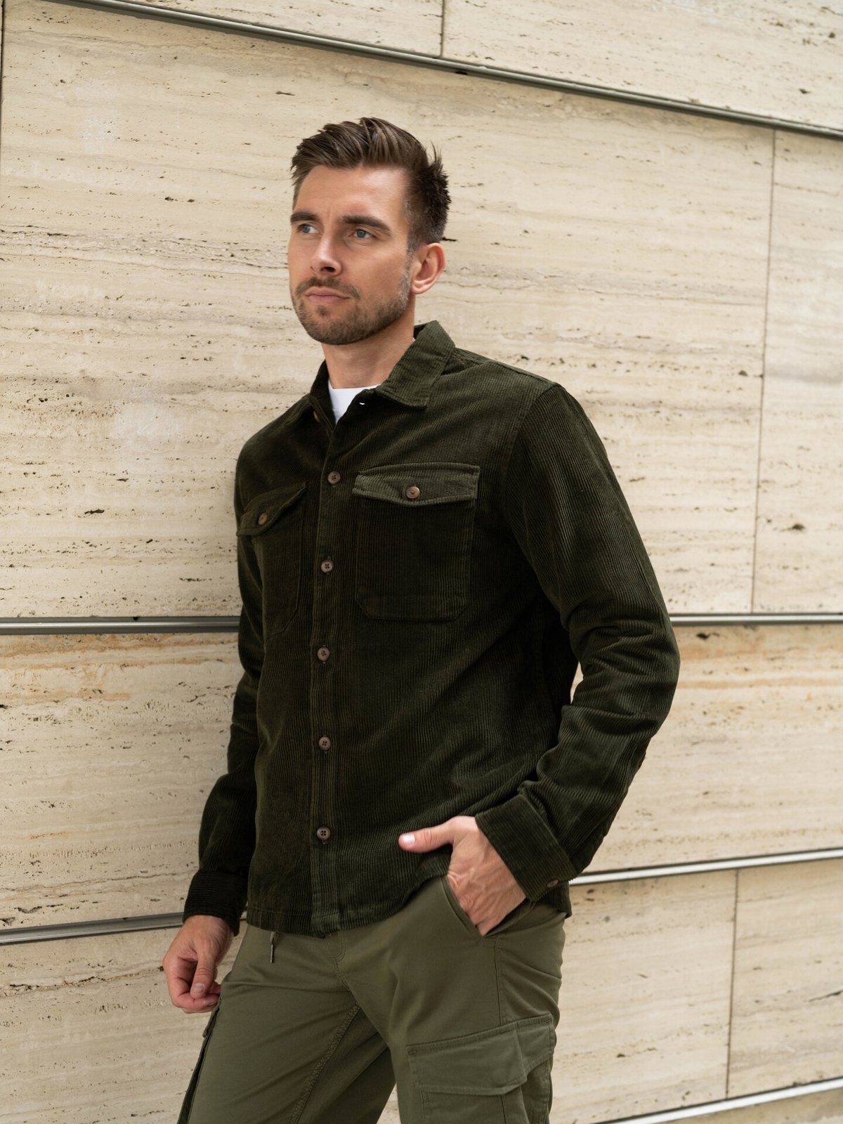 Jack and Jones Eddie Corduroy Overshirt Long Sleeve Rosin