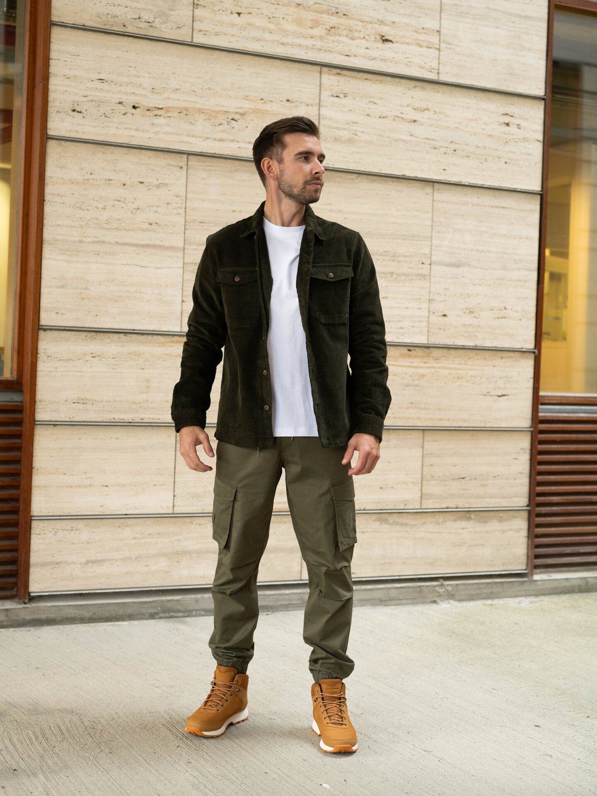 Jack and Jones Eddie Corduroy Overshirt Long Sleeve Rosin