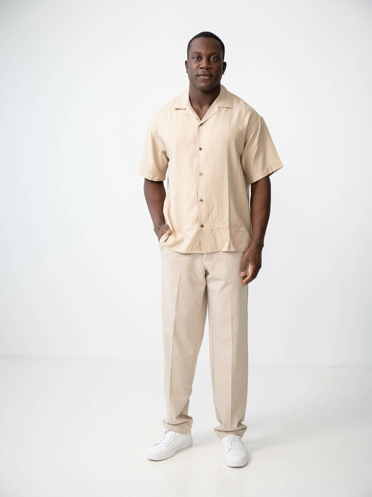 Jack and Jones Aron Tencel Resort Shirt Short Sleeve Fields Of Rye