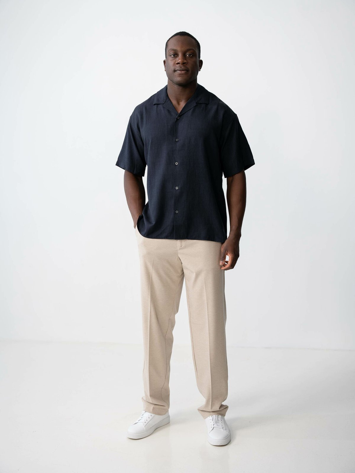 Jack and Jones Aron Tencel Resort Shirt Short Sleeve Night Sky