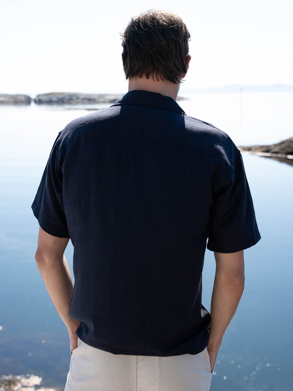 Jack and Jones Aron Tencel Resort Shirt Short Sleeve Night Sky