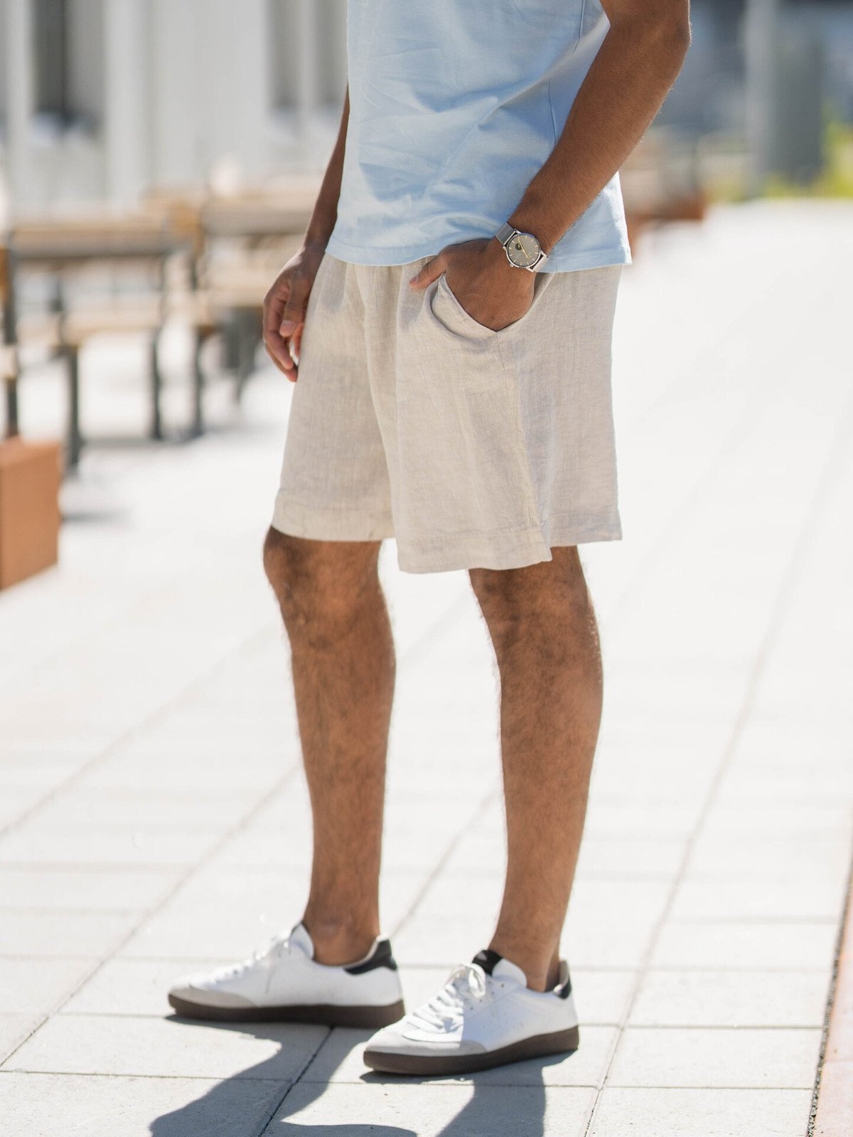 Jack and Jones Bill Lawrence Linen Shorts Silver Lining