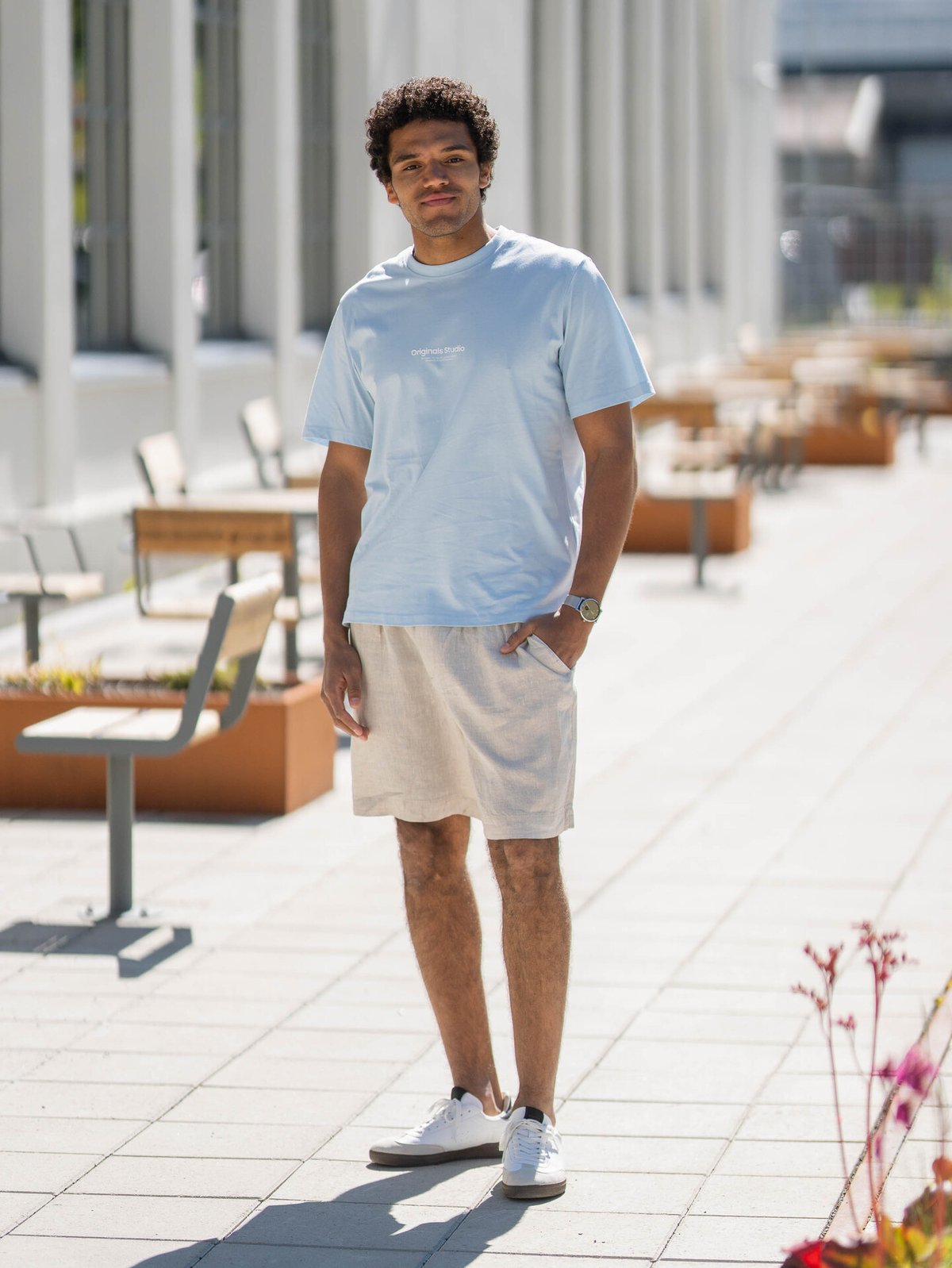 Jack and Jones Bill Lawrence Linen Shorts Silver Lining