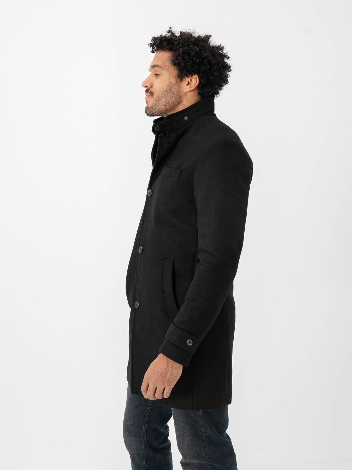 Jack and Jones Melton Wool Blend Coat Black