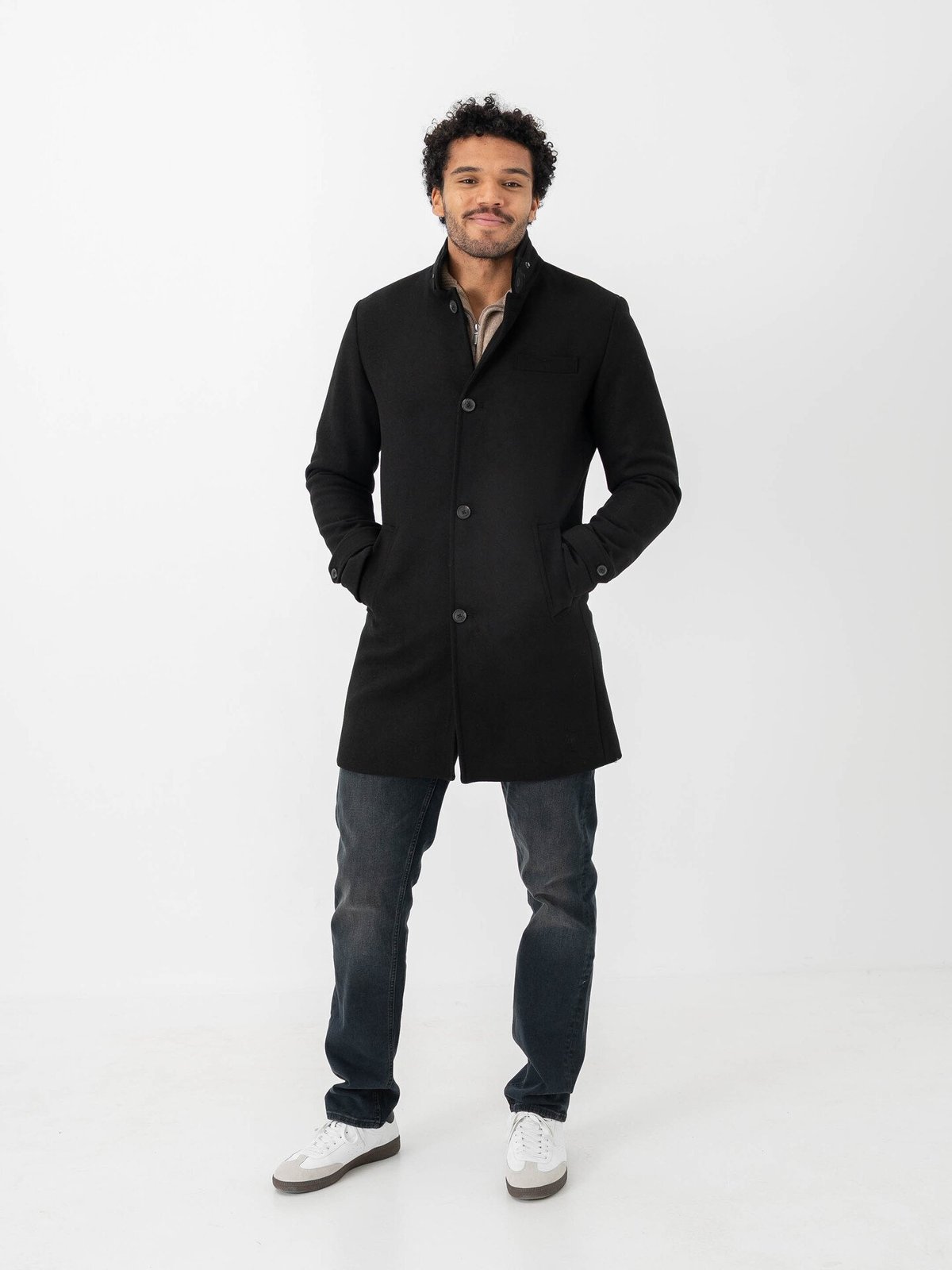 Jack and Jones Melton Wool Blend Coat Black