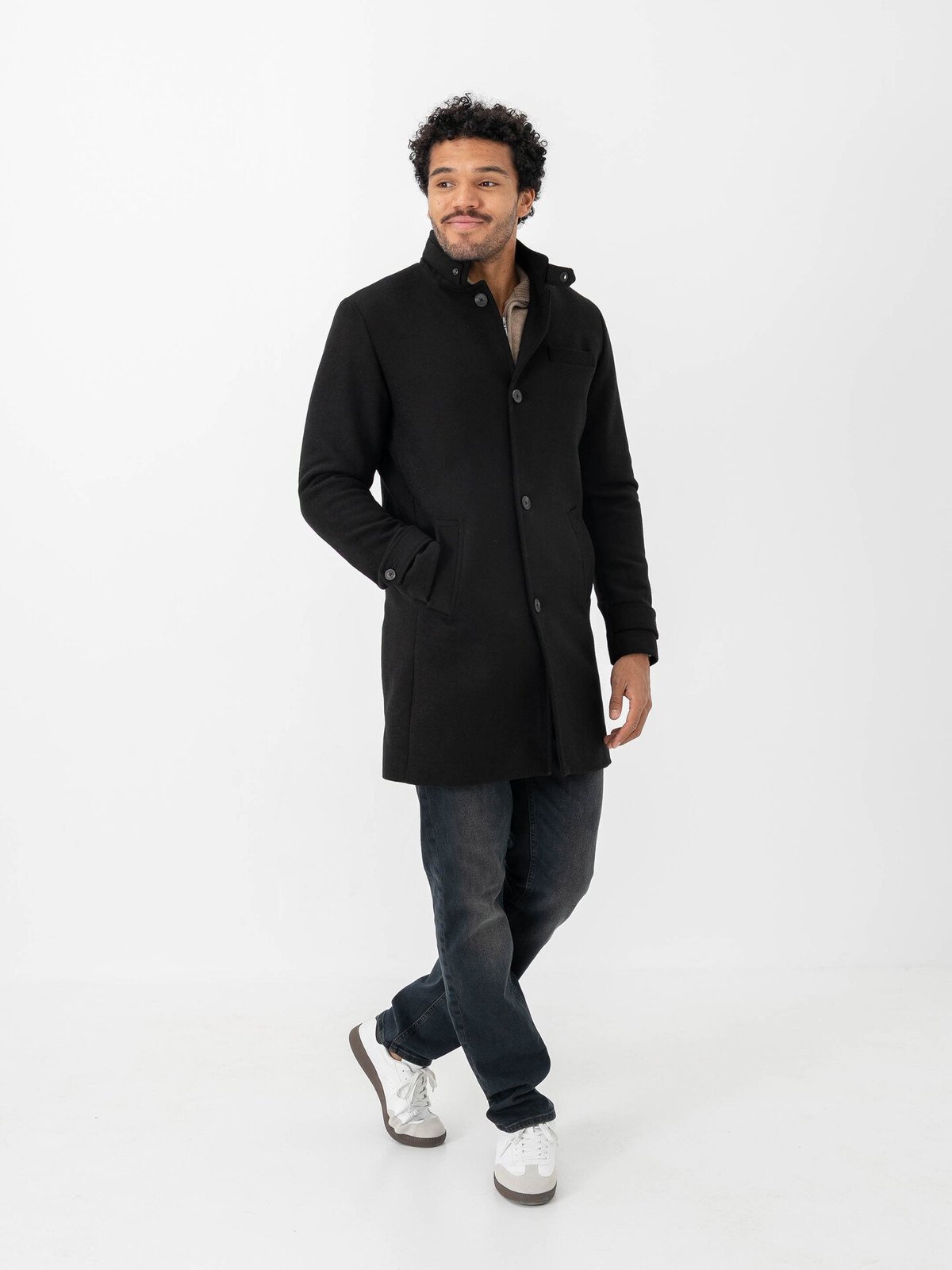 Jack and Jones Melton Wool Blend Coat Black