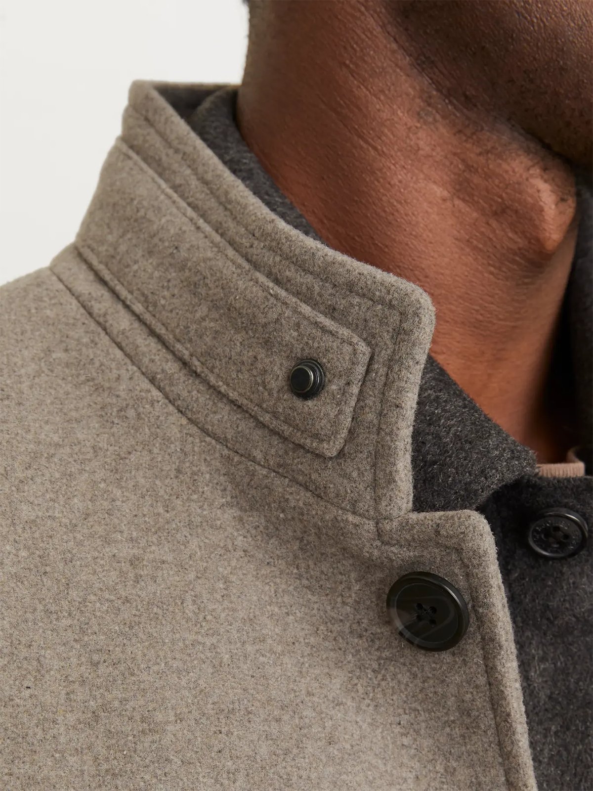 Jack and Jones Melton Wool Blend Coat Greige