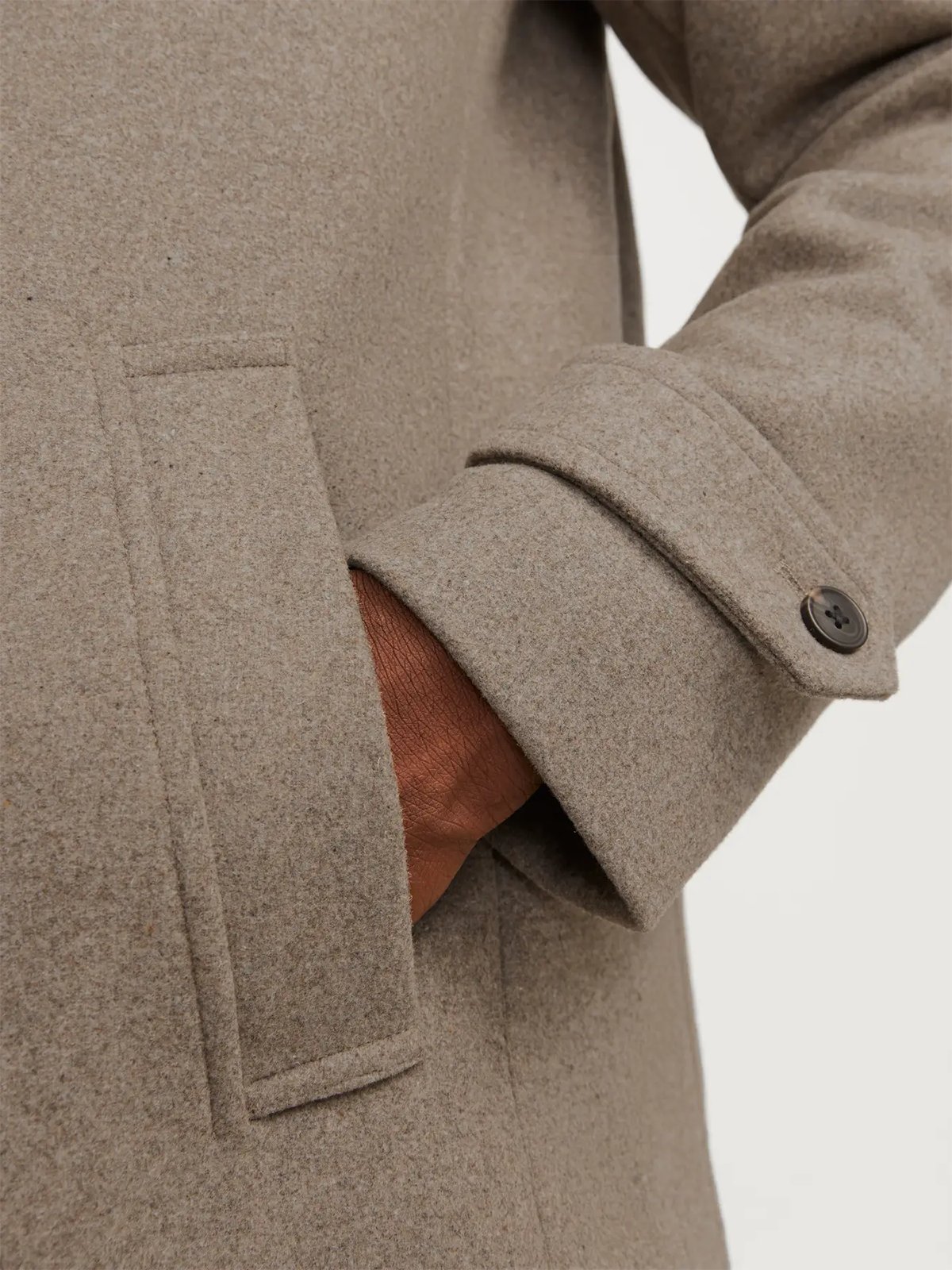 Jack and Jones Melton Wool Blend Coat Greige