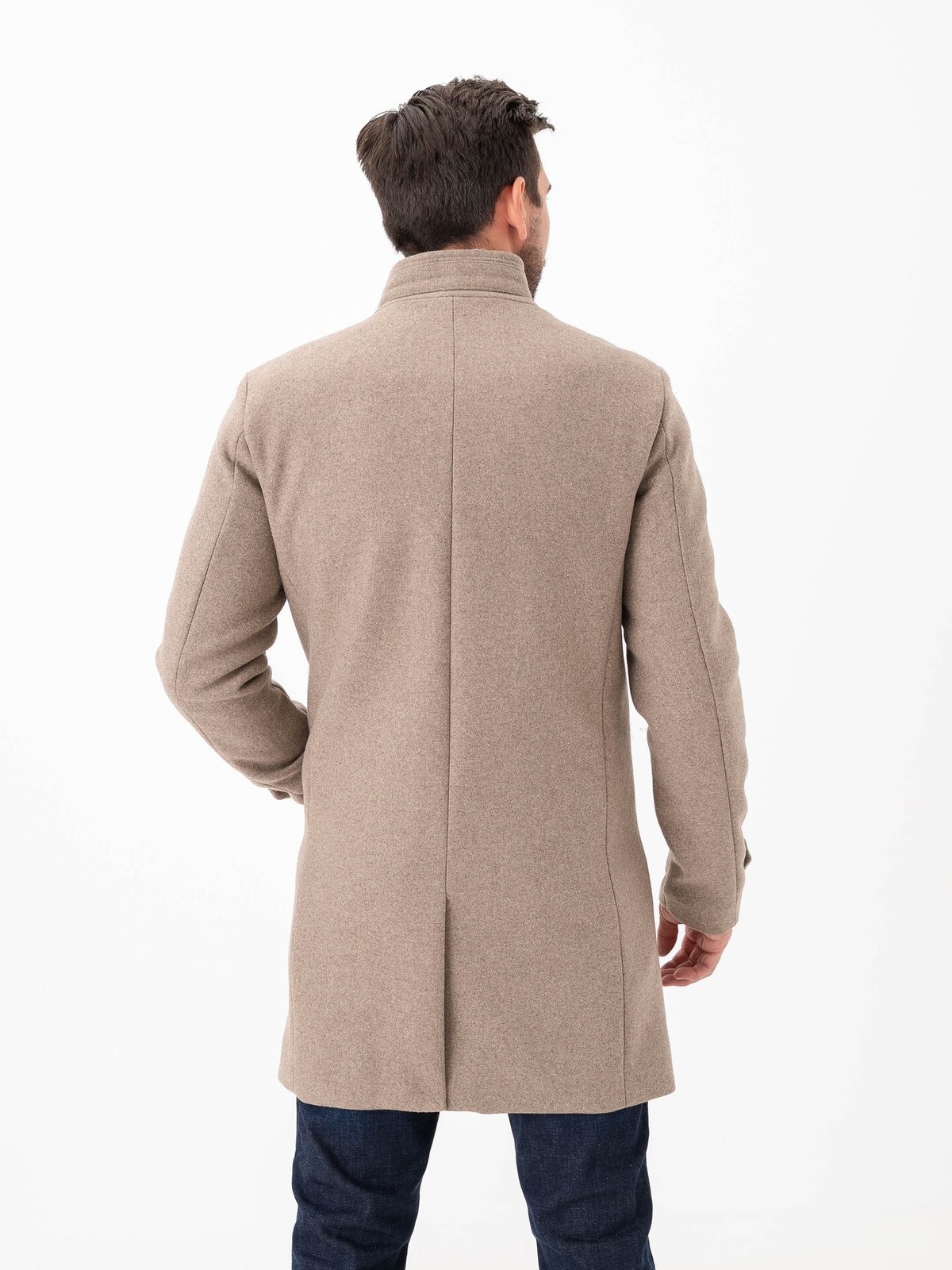 Jack and Jones Melton Wool Blend Coat Greige