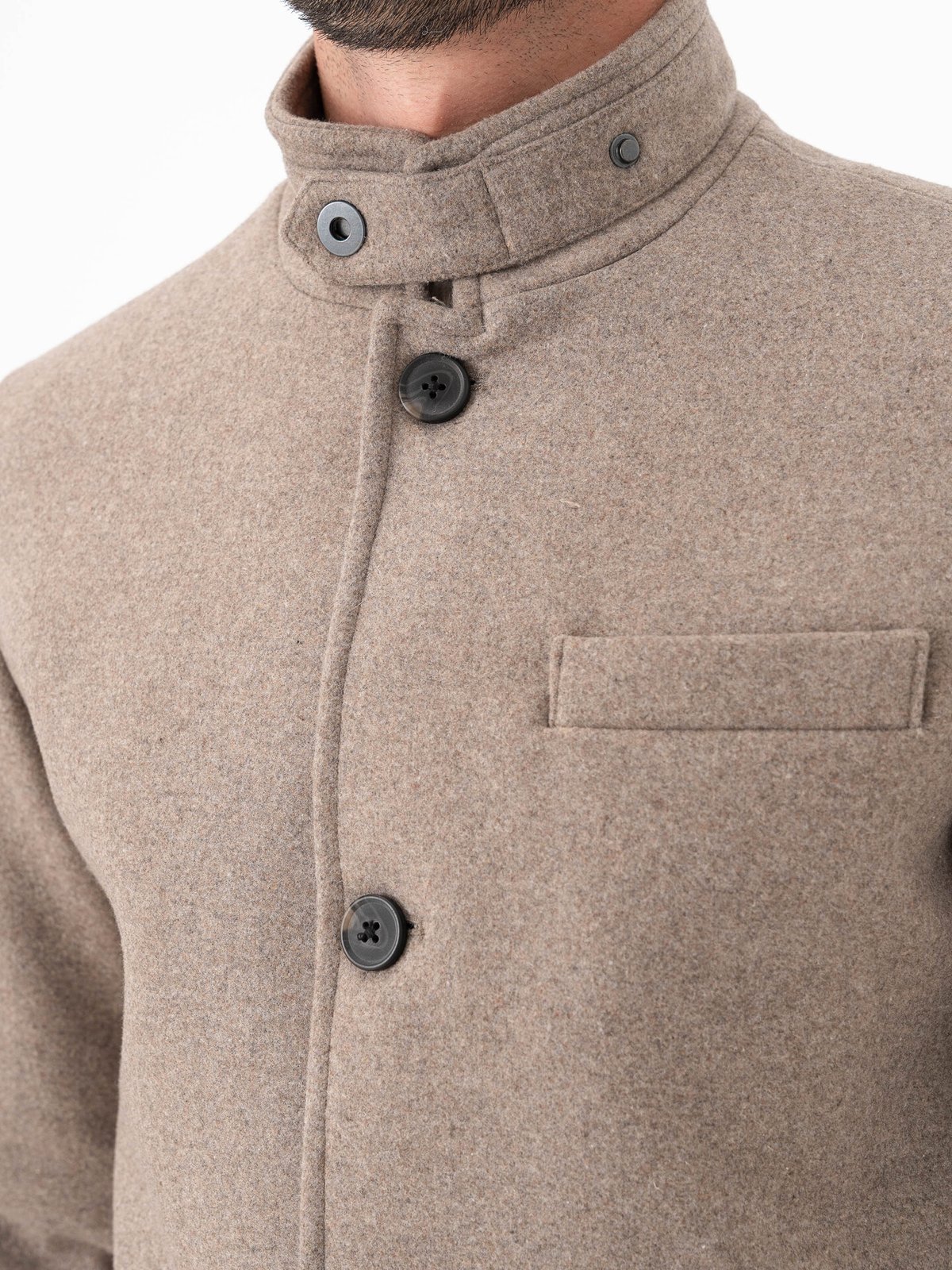 Jack and Jones Melton Wool Blend Coat Greige