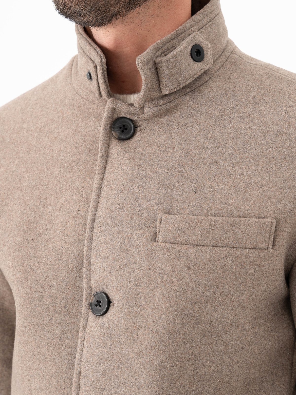 Jack and Jones Melton Wool Blend Coat Greige