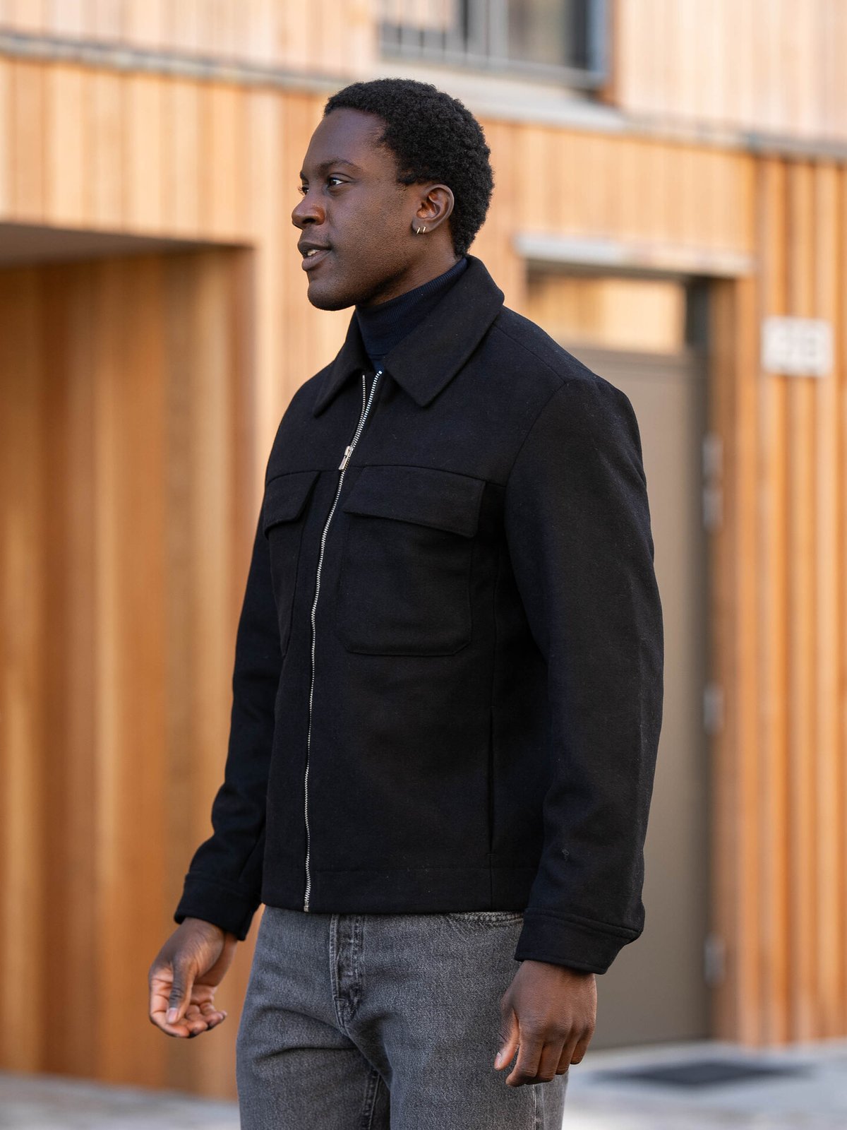 Jack and Jones Russel Wool Blend Jacket Black