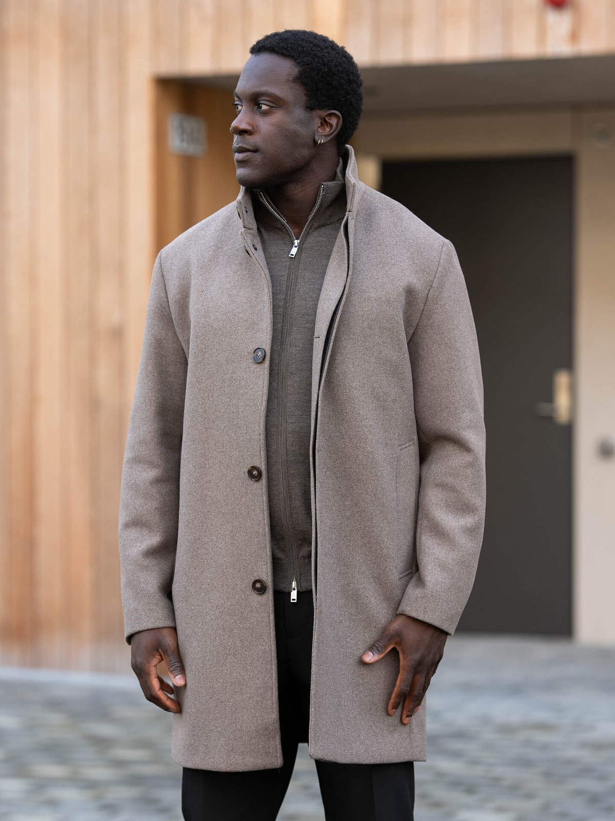 Jack and Jones Wilson Wool Coat Greige