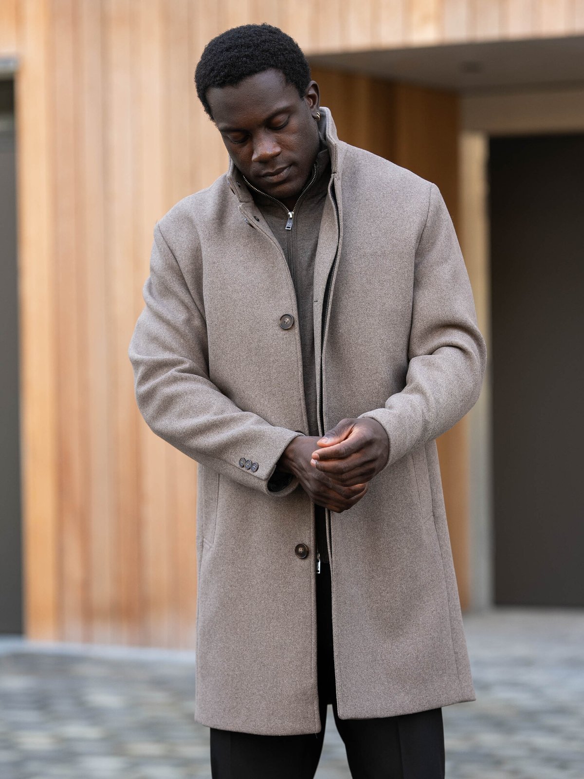 Jack and Jones Wilson Wool Coat Greige