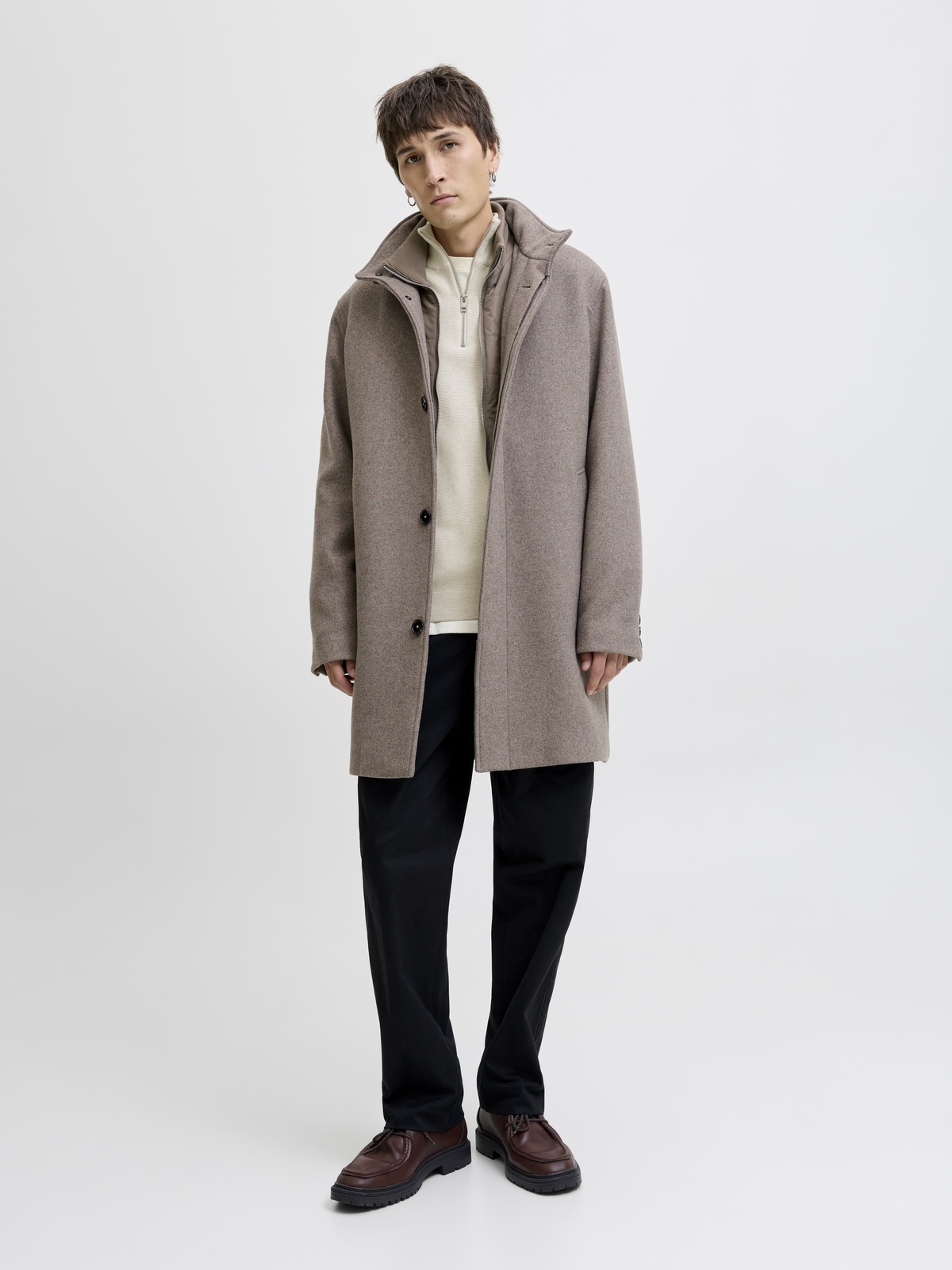 Jack and Jones Milano Stitch Knit Half Zip Cloud Dancer Melange