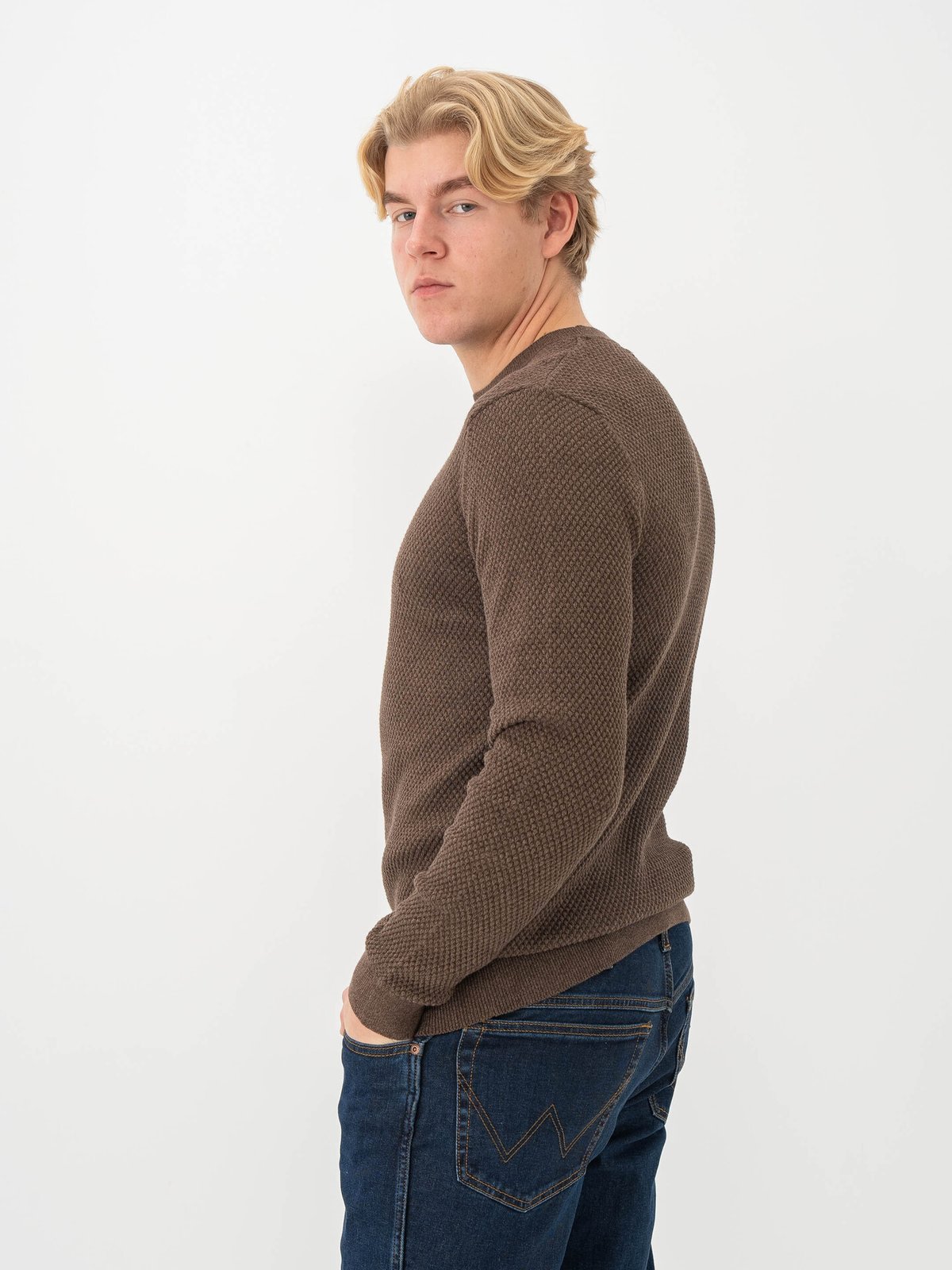 Jack and Jones Noah Knit Crew Neck Walnut Twist/full structure