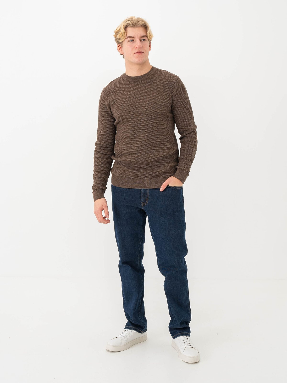 Jack and Jones Noah Knit Crew Neck Walnut Twist/full structure