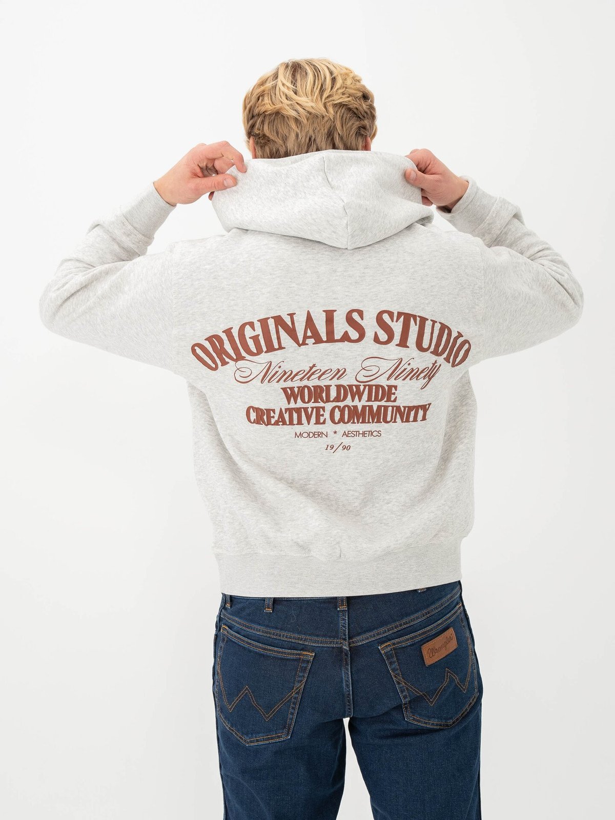 Jack and Jones Roxbury Back Sweat Hood White Melange