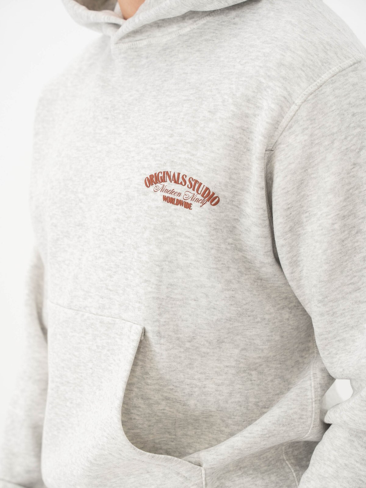 Jack and Jones Roxbury Back Sweat Hood White Melange