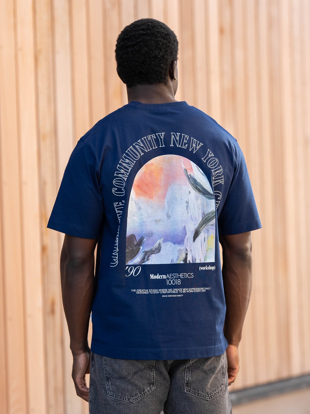 Jack and Jones Roxbury Collage Tee Short Sleeve Crew Neck Ocean Cavern