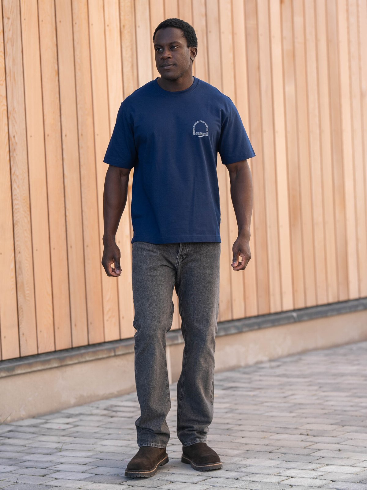 Jack and Jones Roxbury Collage Tee Short Sleeve Crew Neck Ocean Cavern