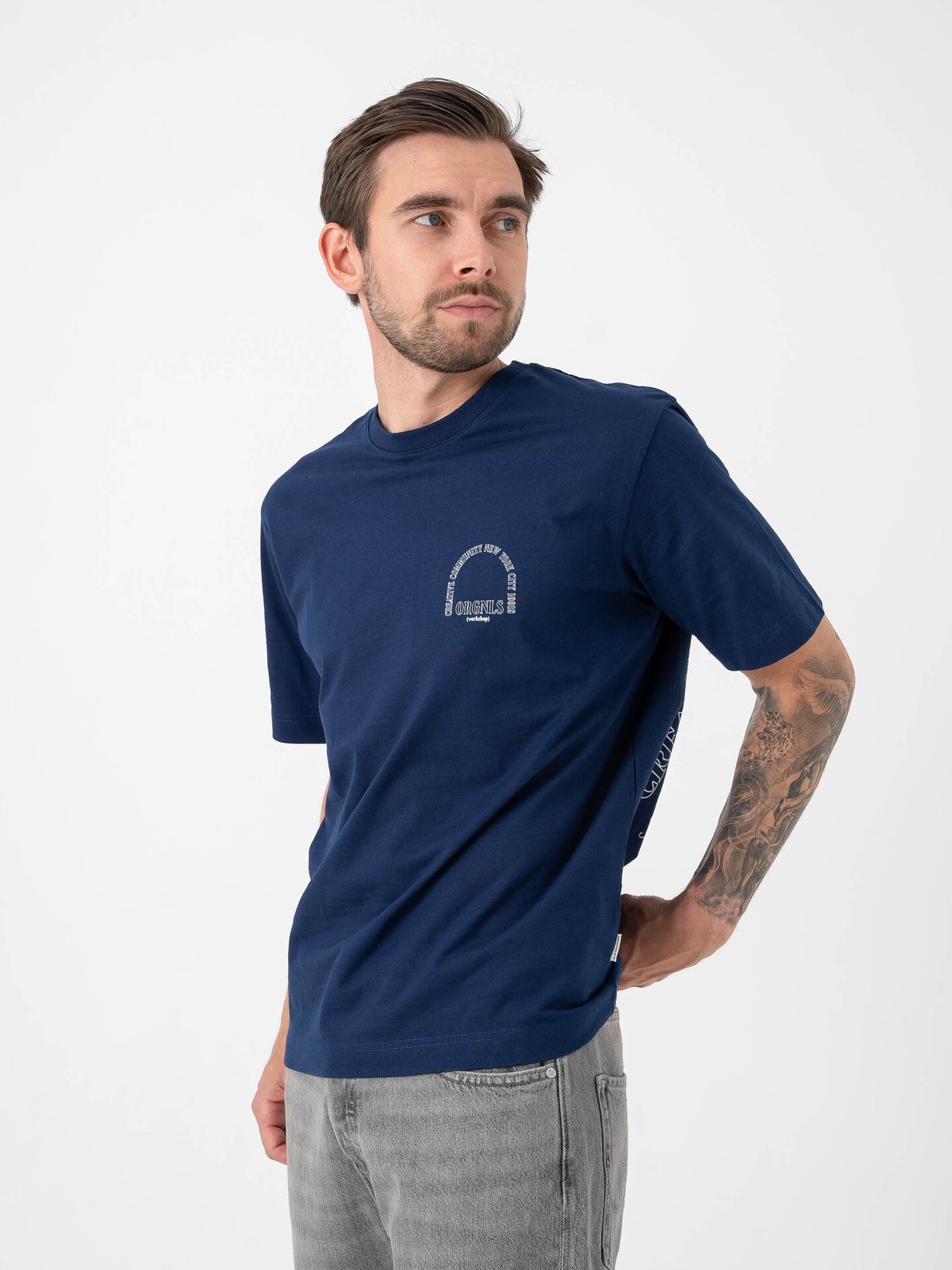 Jack and Jones Roxbury Collage Tee Short Sleeve Crew Neck Ocean Cavern