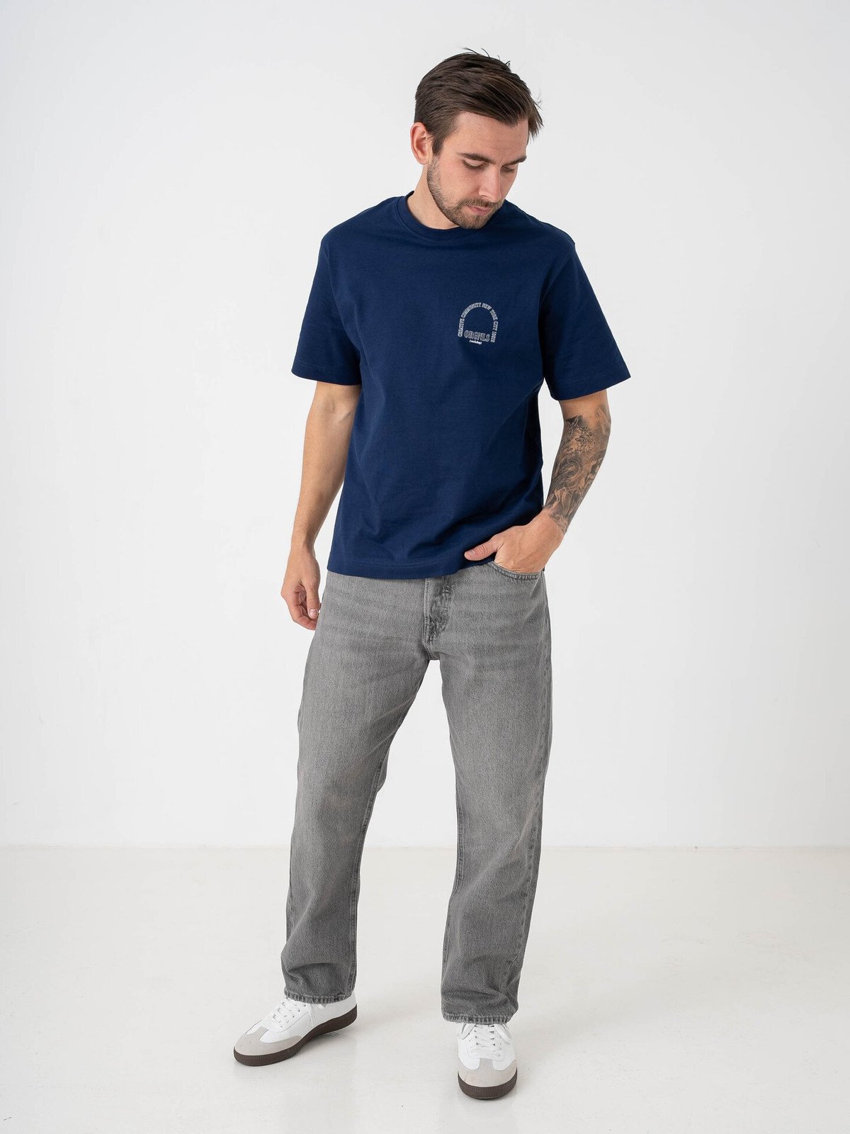 Jack and Jones Roxbury Collage Tee Short Sleeve Crew Neck Ocean Cavern
