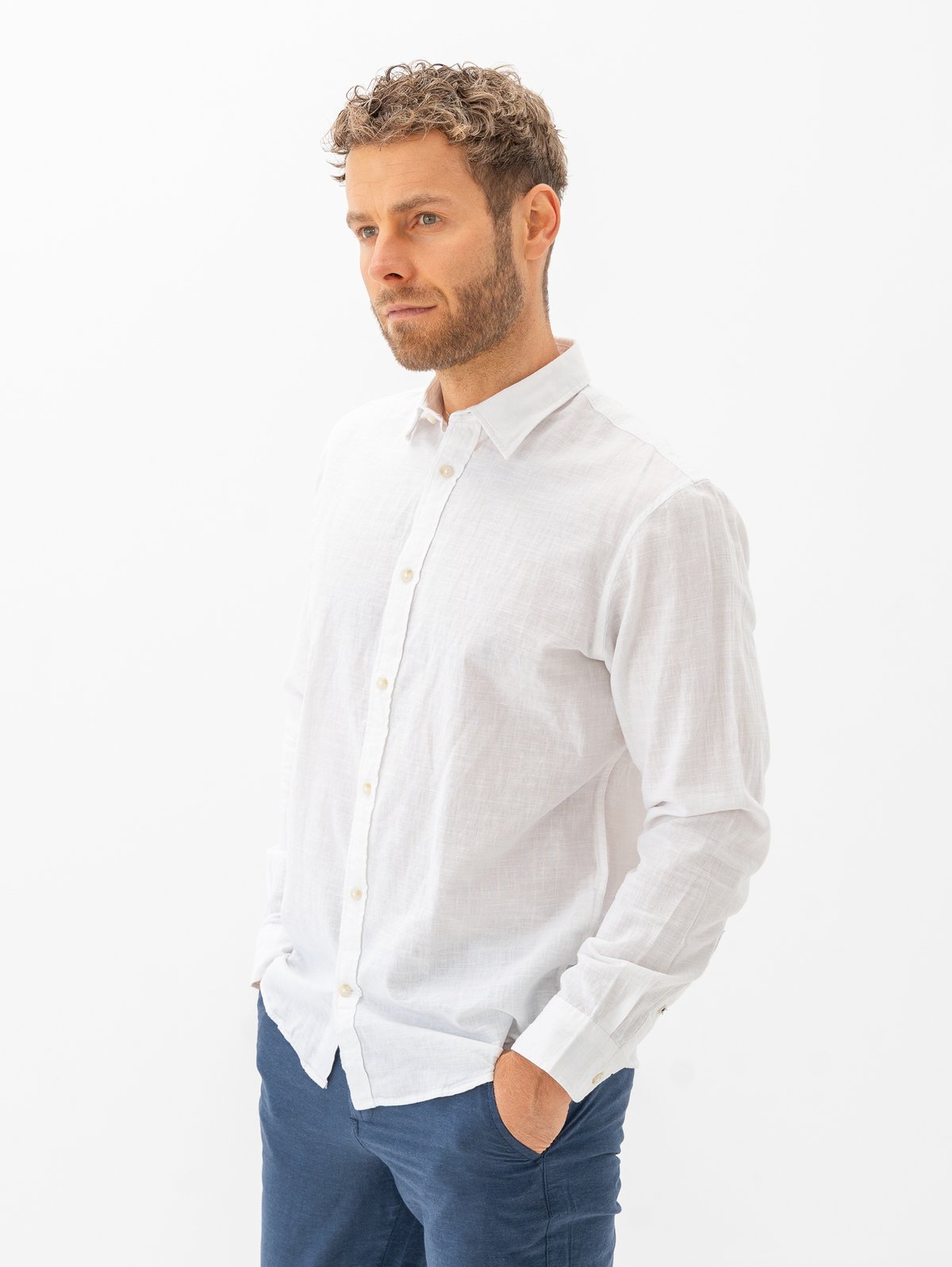 Jack and Jones Summer Shirt Long Sleeve White