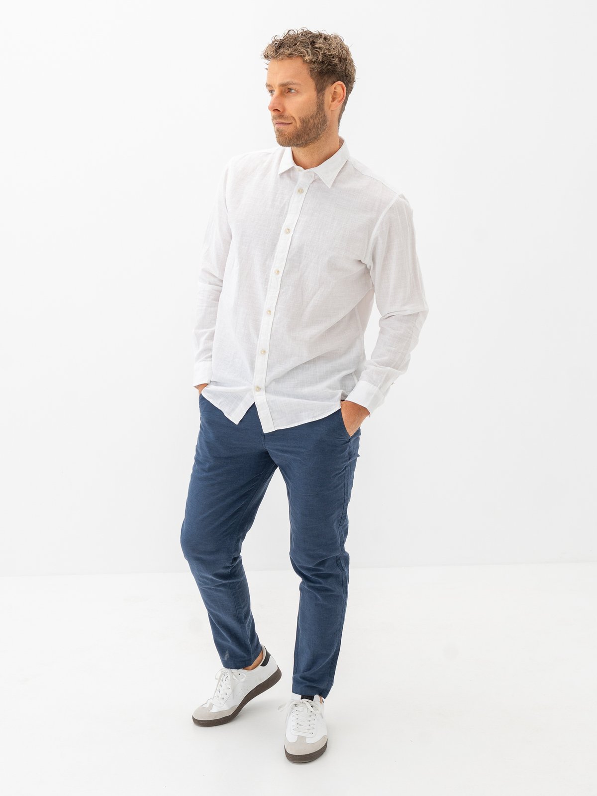 Jack and Jones Summer Shirt Long Sleeve White