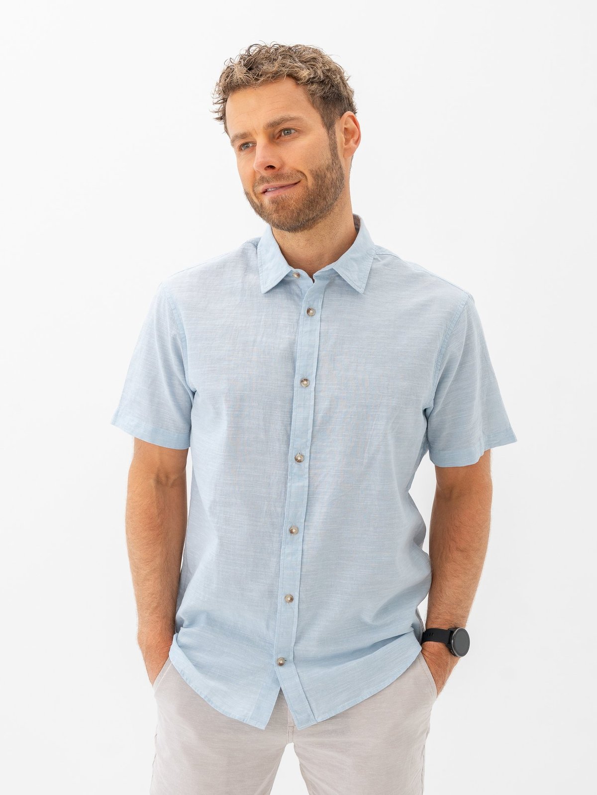 Jack and Jones Summer Shirt Short Sleeve Chambray Blue