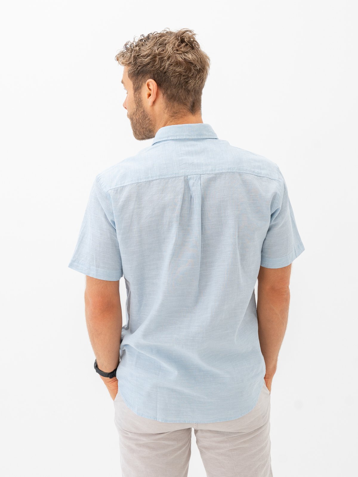 Jack and Jones Summer Shirt Short Sleeve Chambray Blue