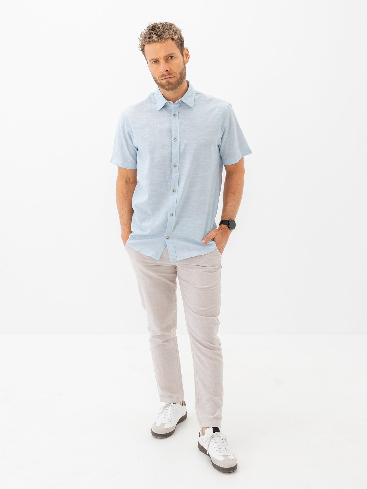 Jack and Jones Summer Shirt Short Sleeve Chambray Blue