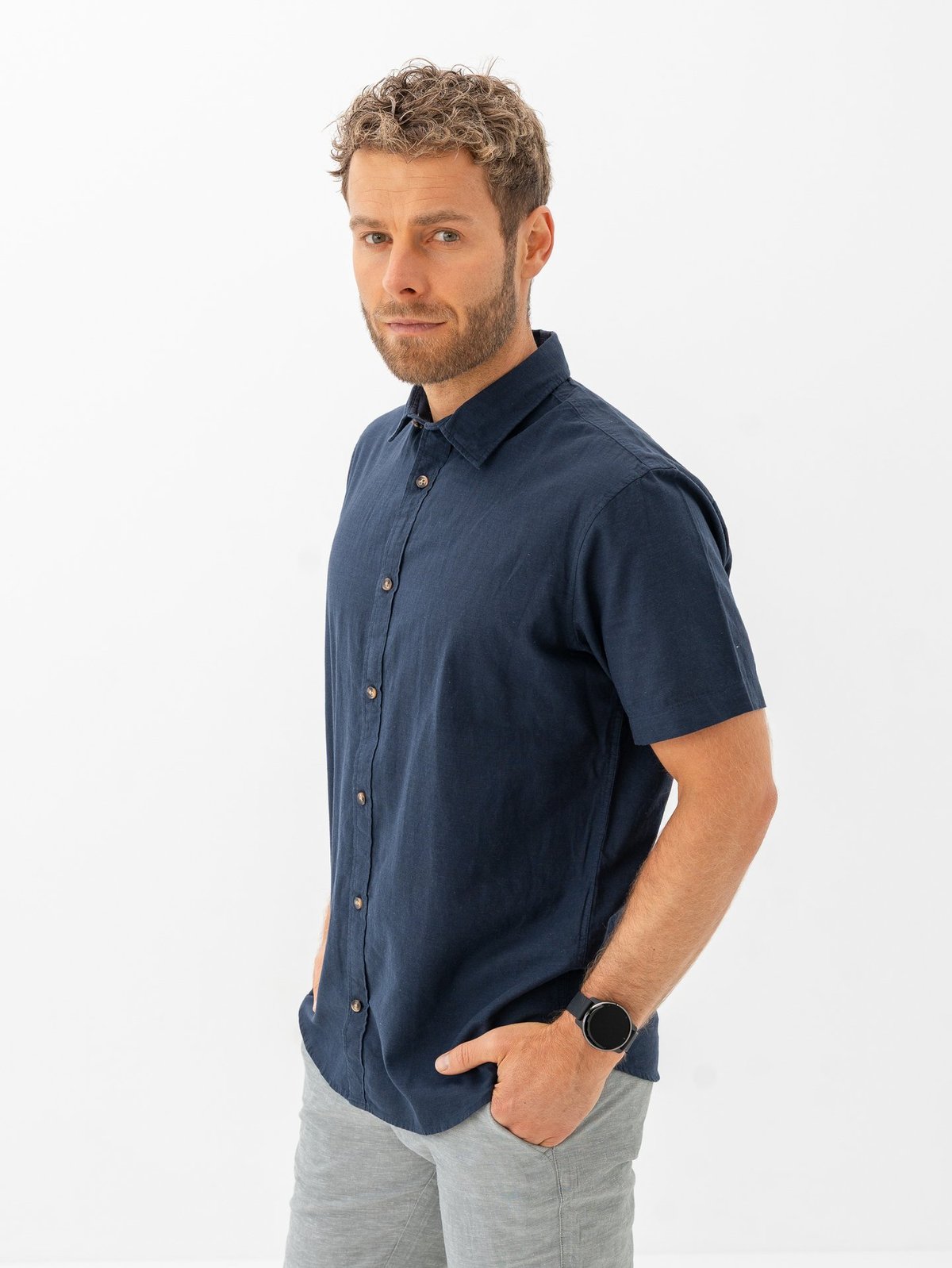 Jack and Jones Summer Shirt Short Sleeve Navy Blazer