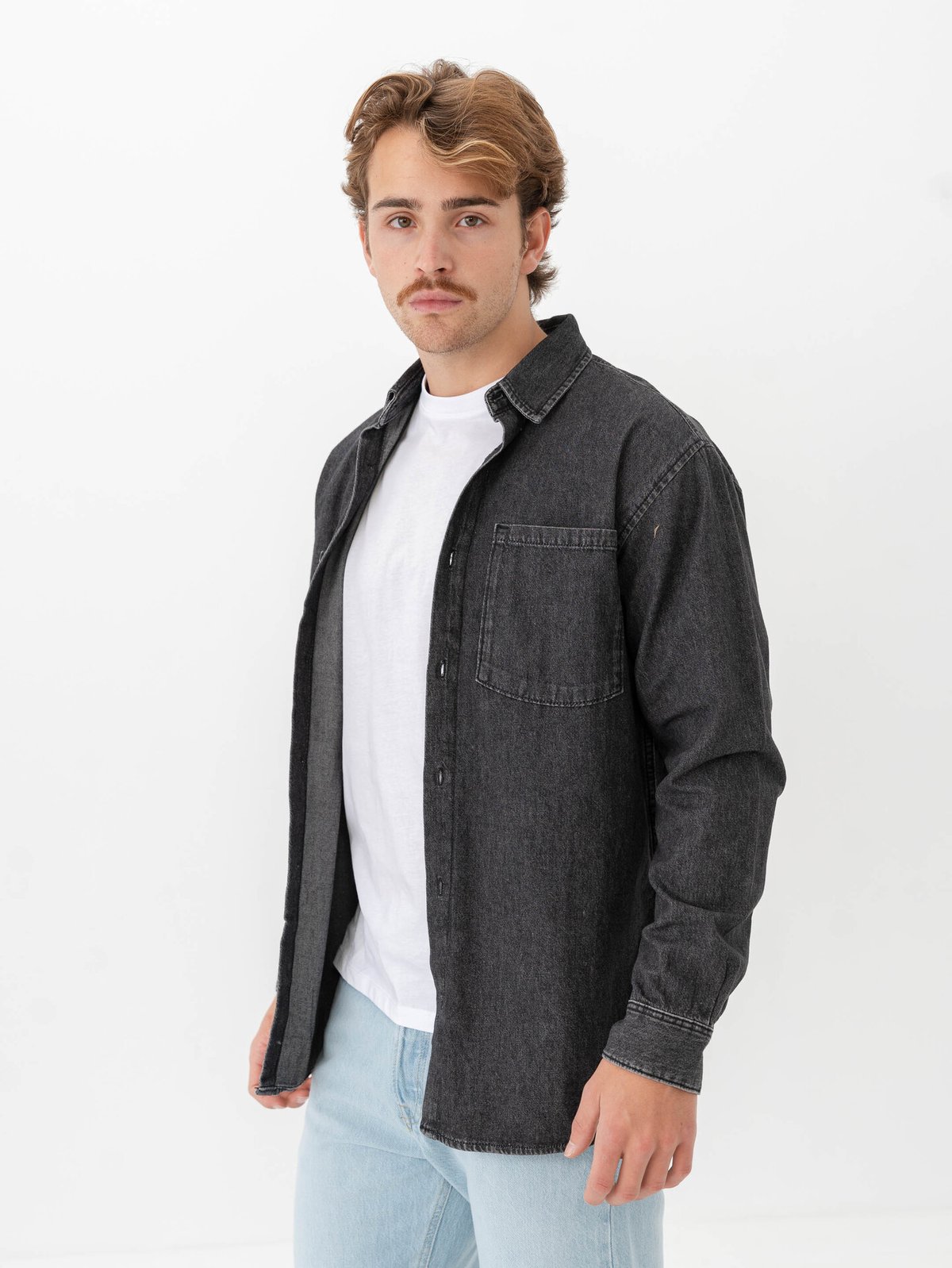 Jack and Jones Creek Shirt Long Sleeve Black Denim