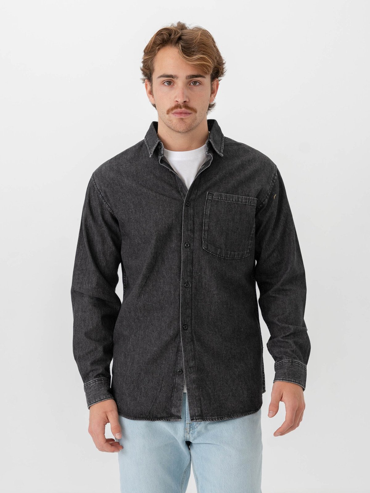 Jack and Jones Creek Shirt Long Sleeve Black Denim