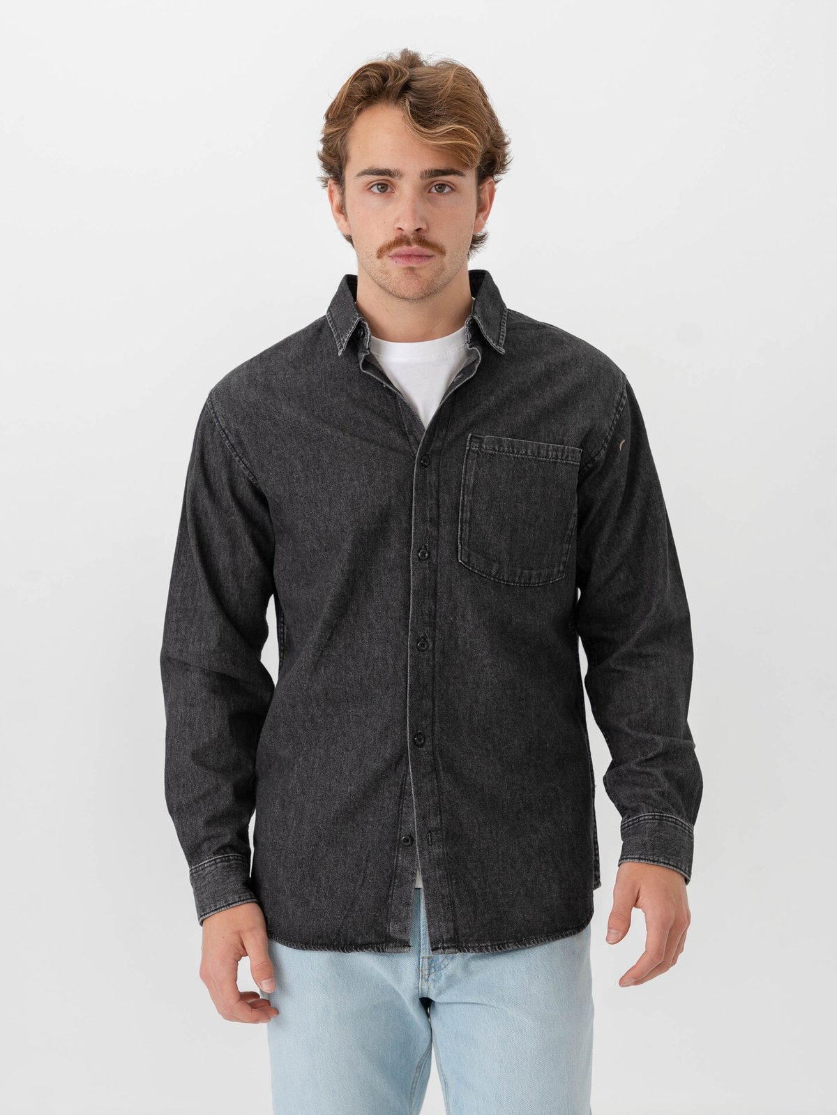 Jack and Jones Creek Shirt Long Sleeve Black Denim
