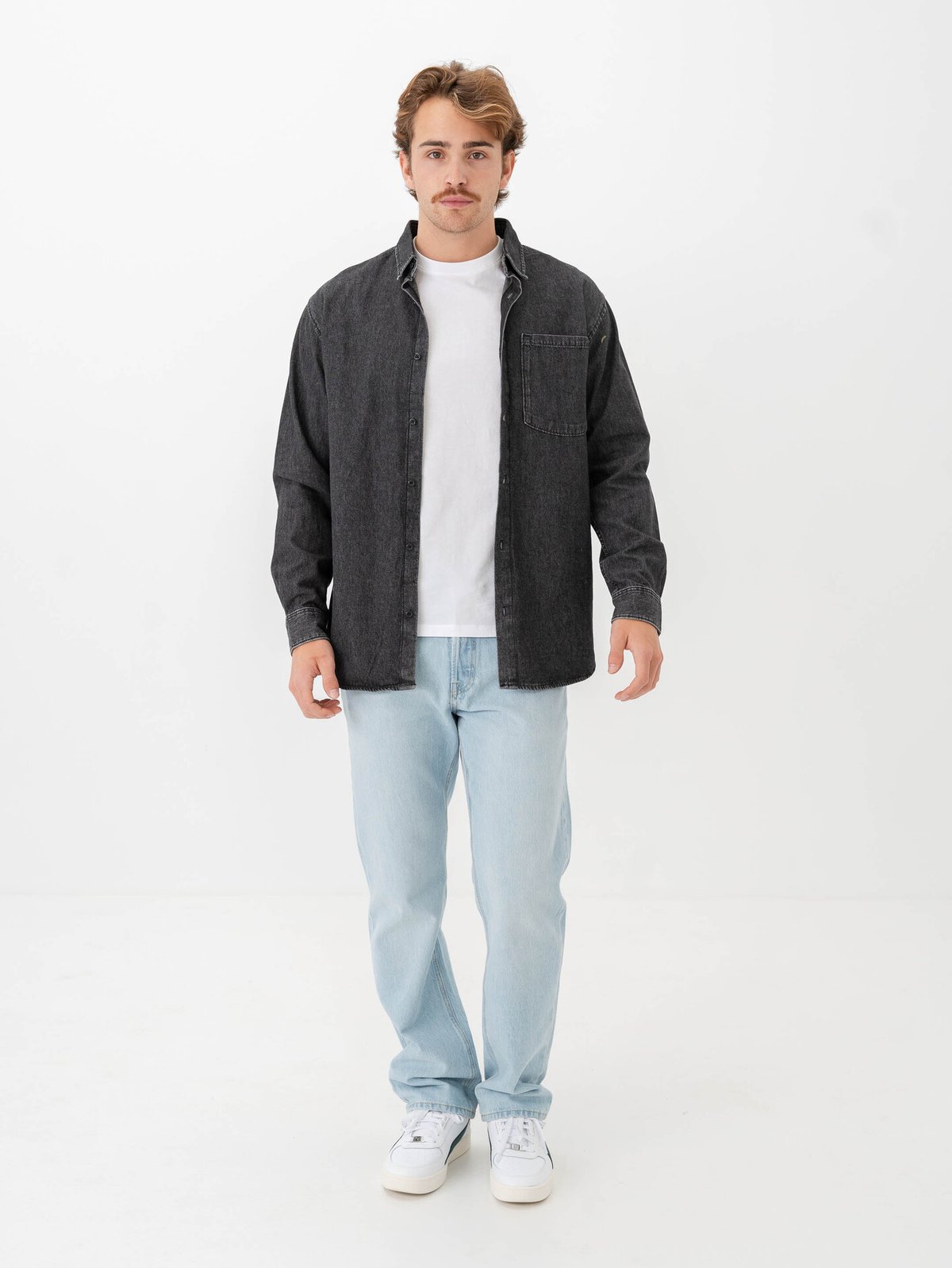 Jack and Jones Creek Shirt Long Sleeve Black Denim