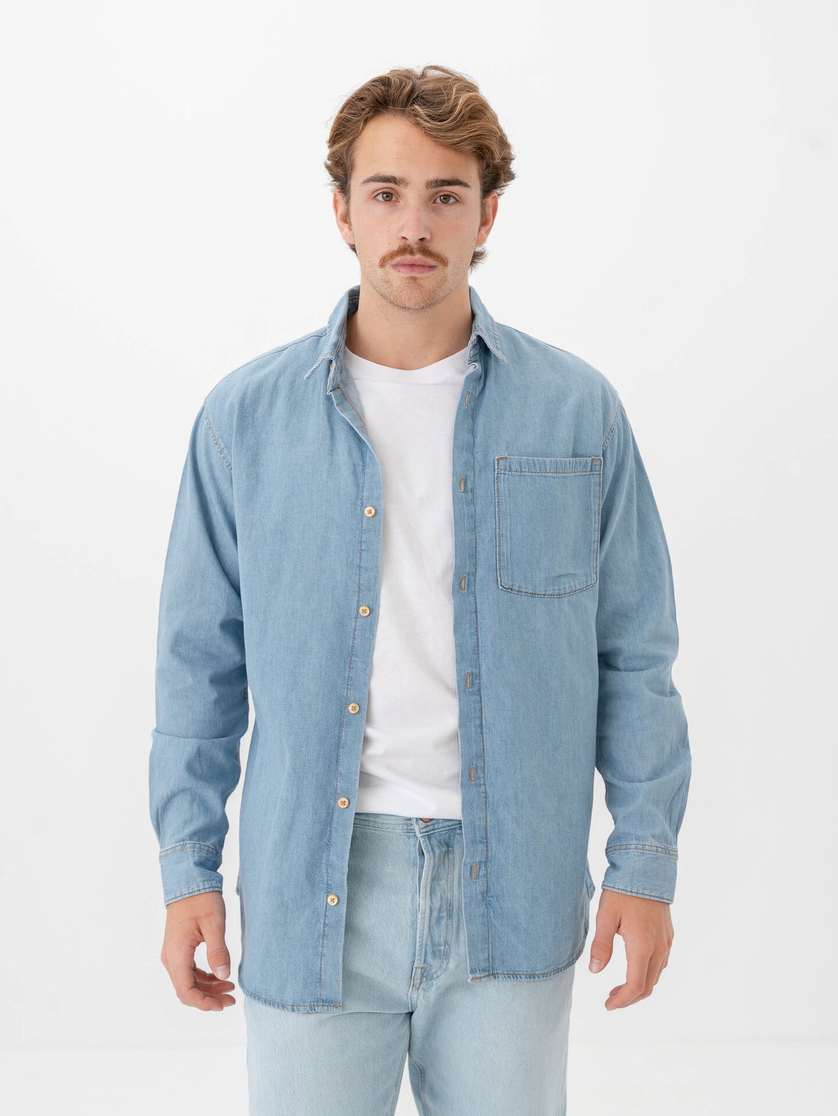 Jack & Jones Creek Shirt Long Sleeve Blue Denim Light Blue