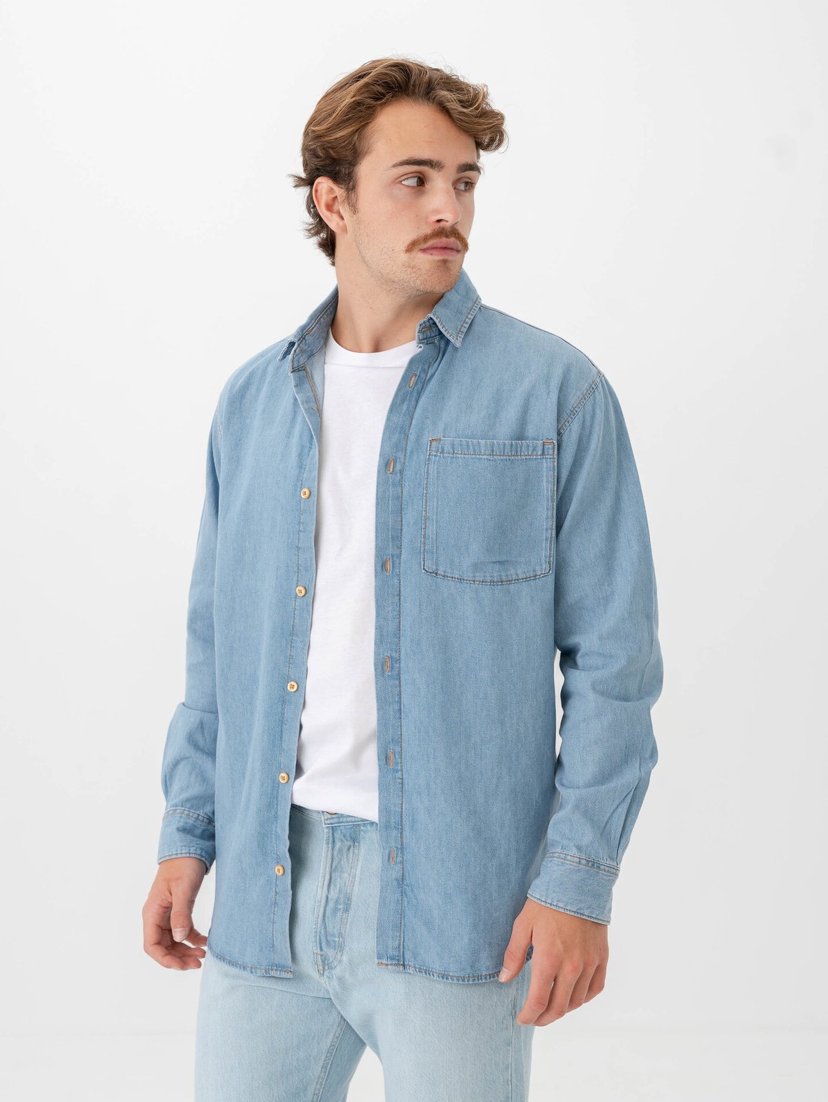 Jack & Jones Creek Shirt Long Sleeve Blue Denim Light Blue