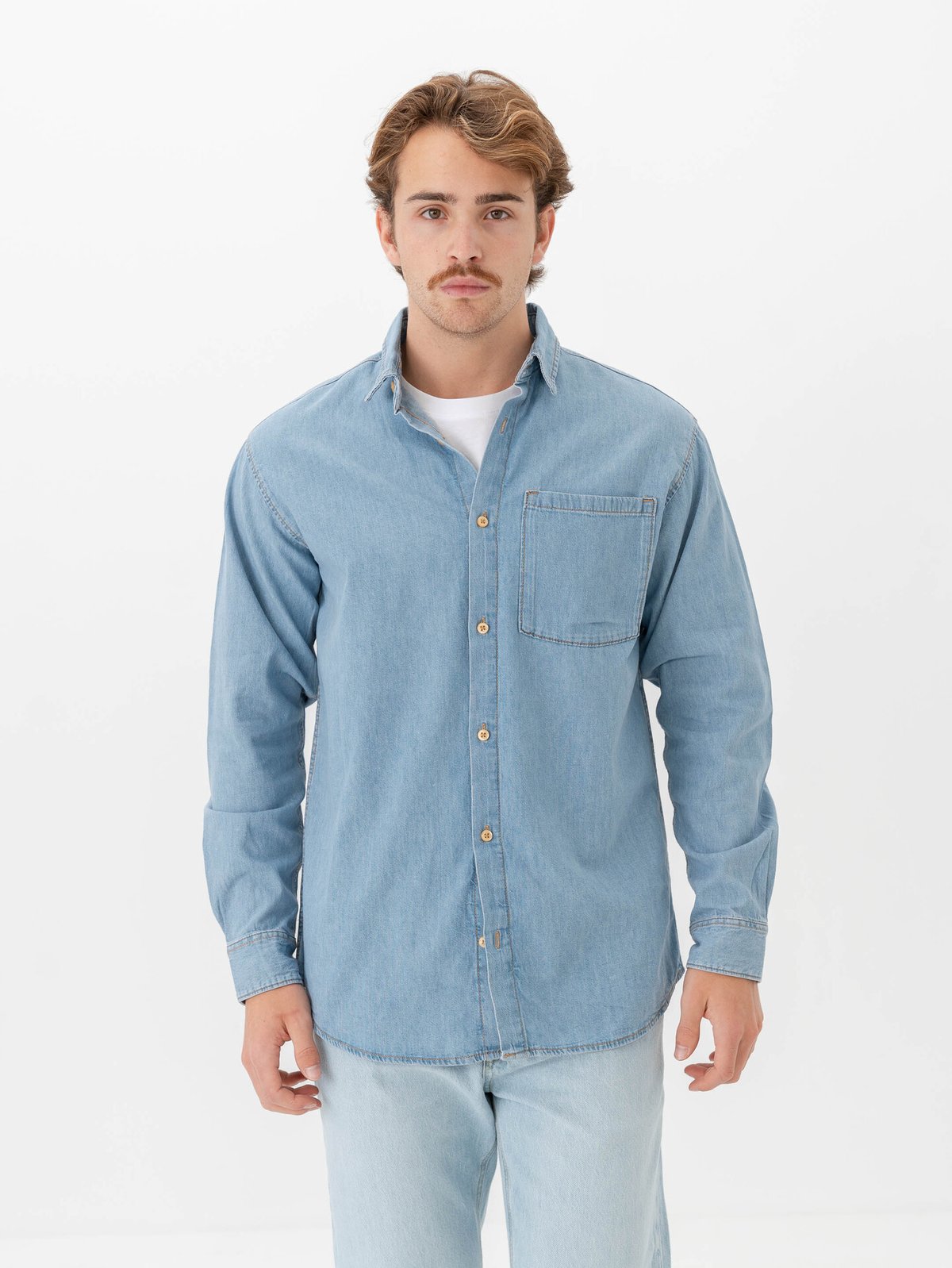 Jack & Jones Creek Shirt Long Sleeve Blue Denim Light Blue