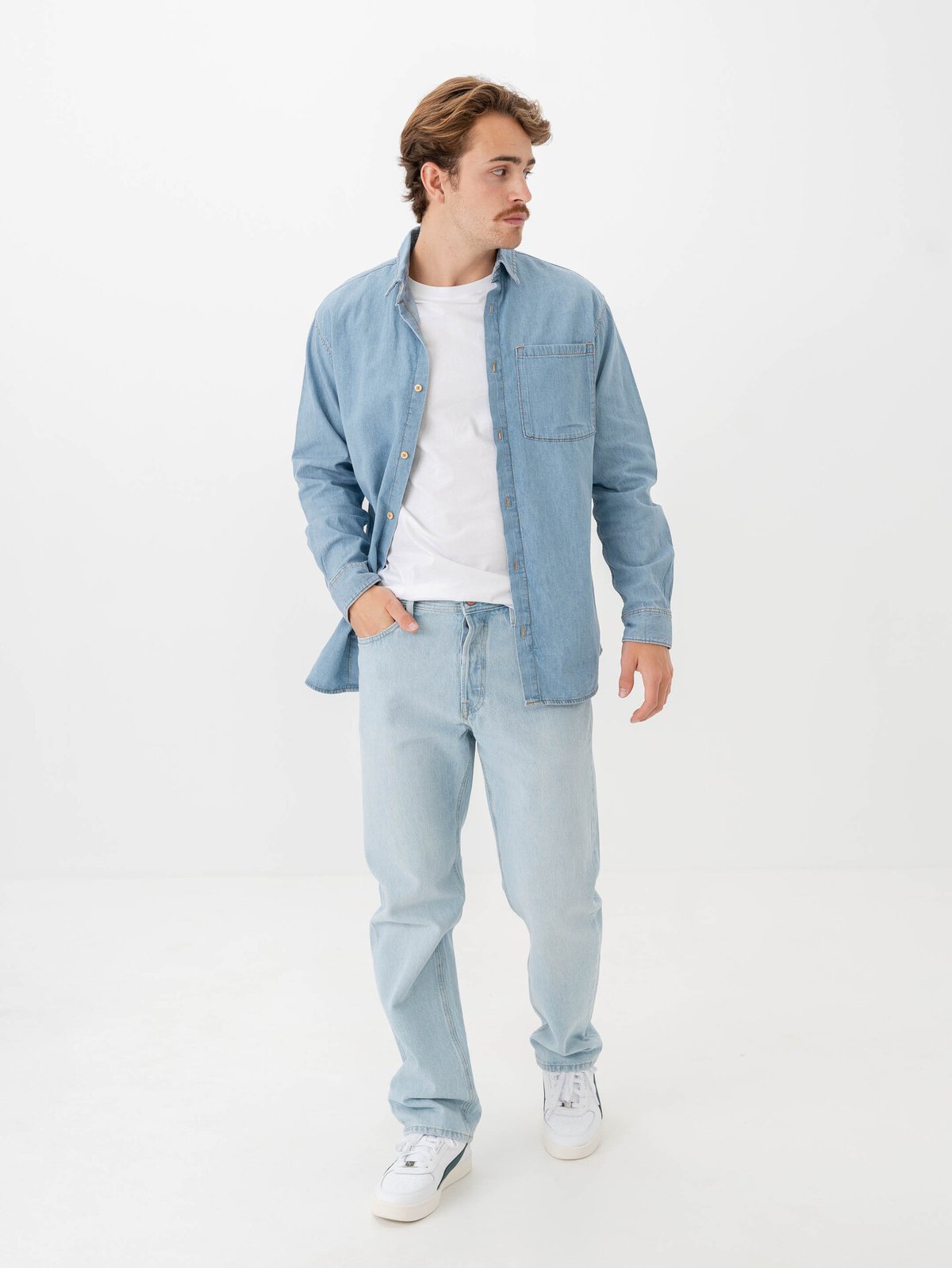 Jack & Jones Creek Shirt Long Sleeve Blue Denim Light Blue
