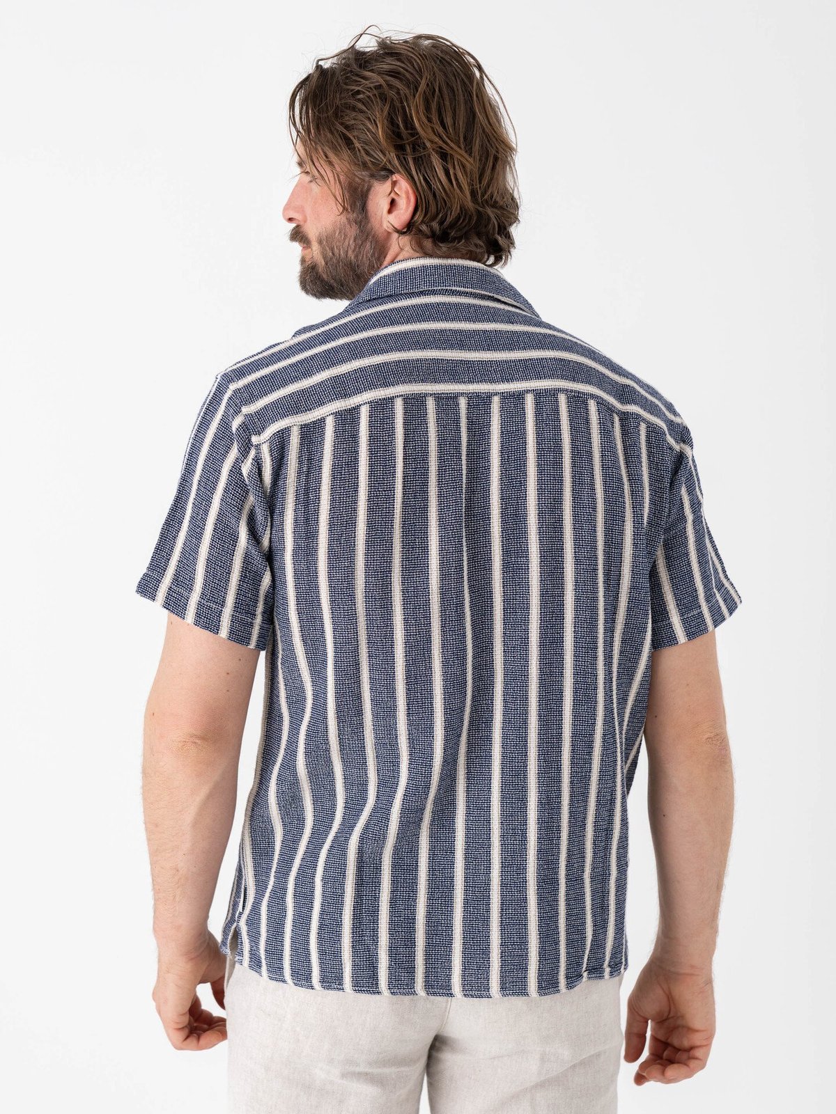 Jack and Jones Coba Stripe Resort Shirt Short Sleeve Ocean Cavern